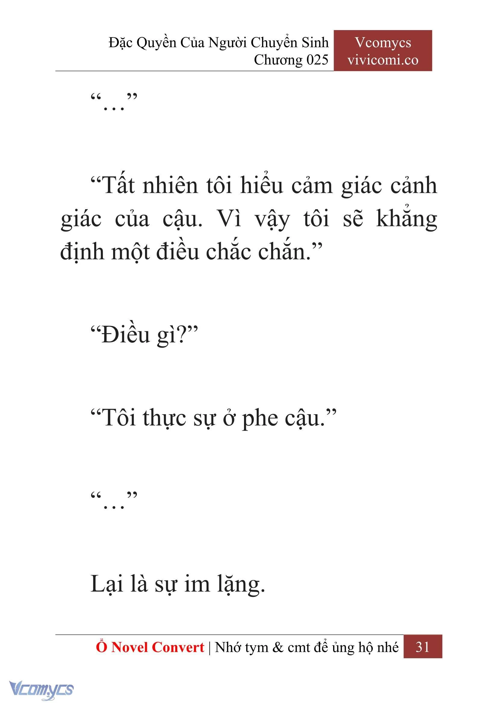 [Novel] Đặc Quyền Của Người Chuyển Sinh Chapter  25 - 33
