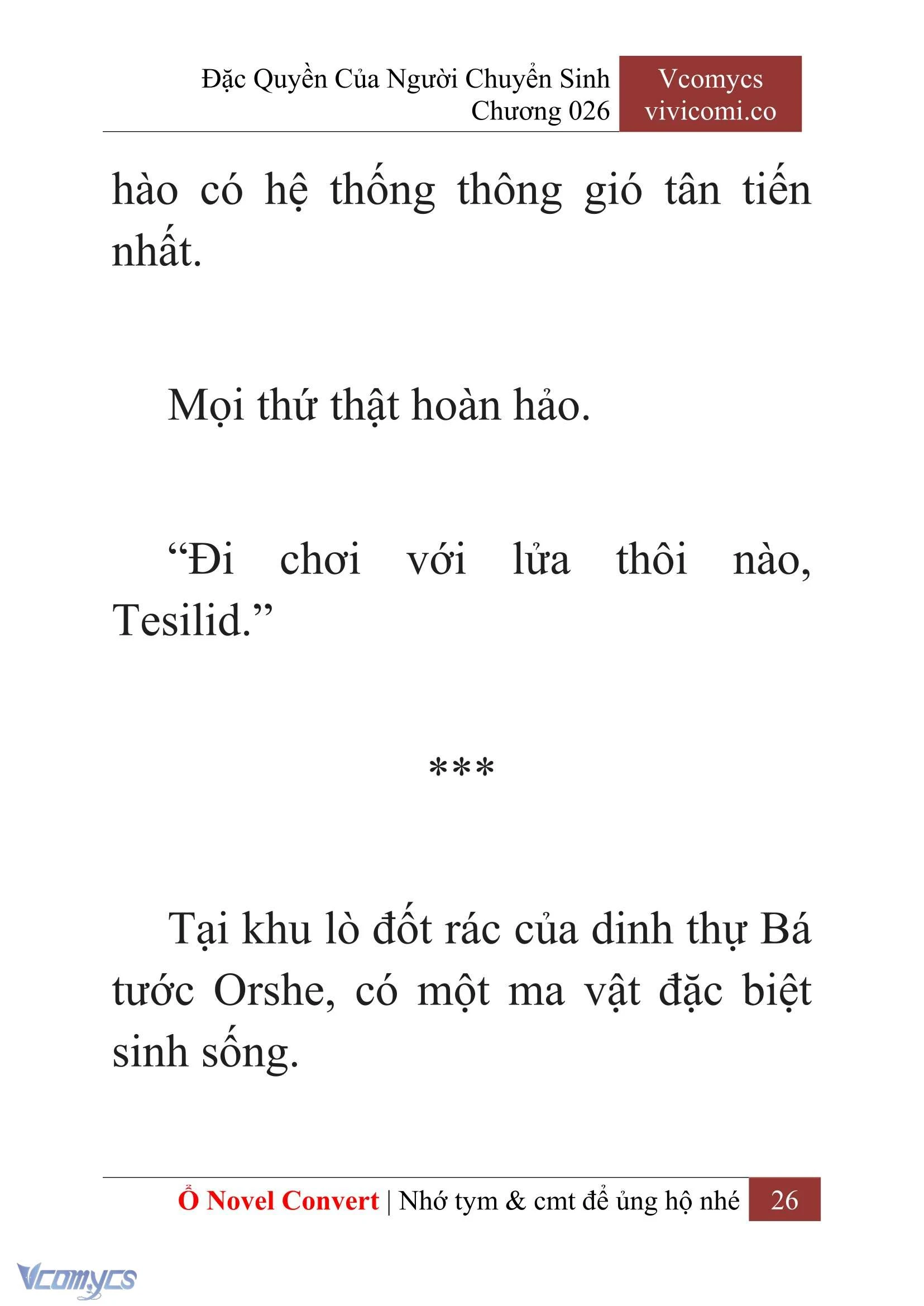 [Novel] Đặc Quyền Của Người Chuyển Sinh Chapter  26 - 28