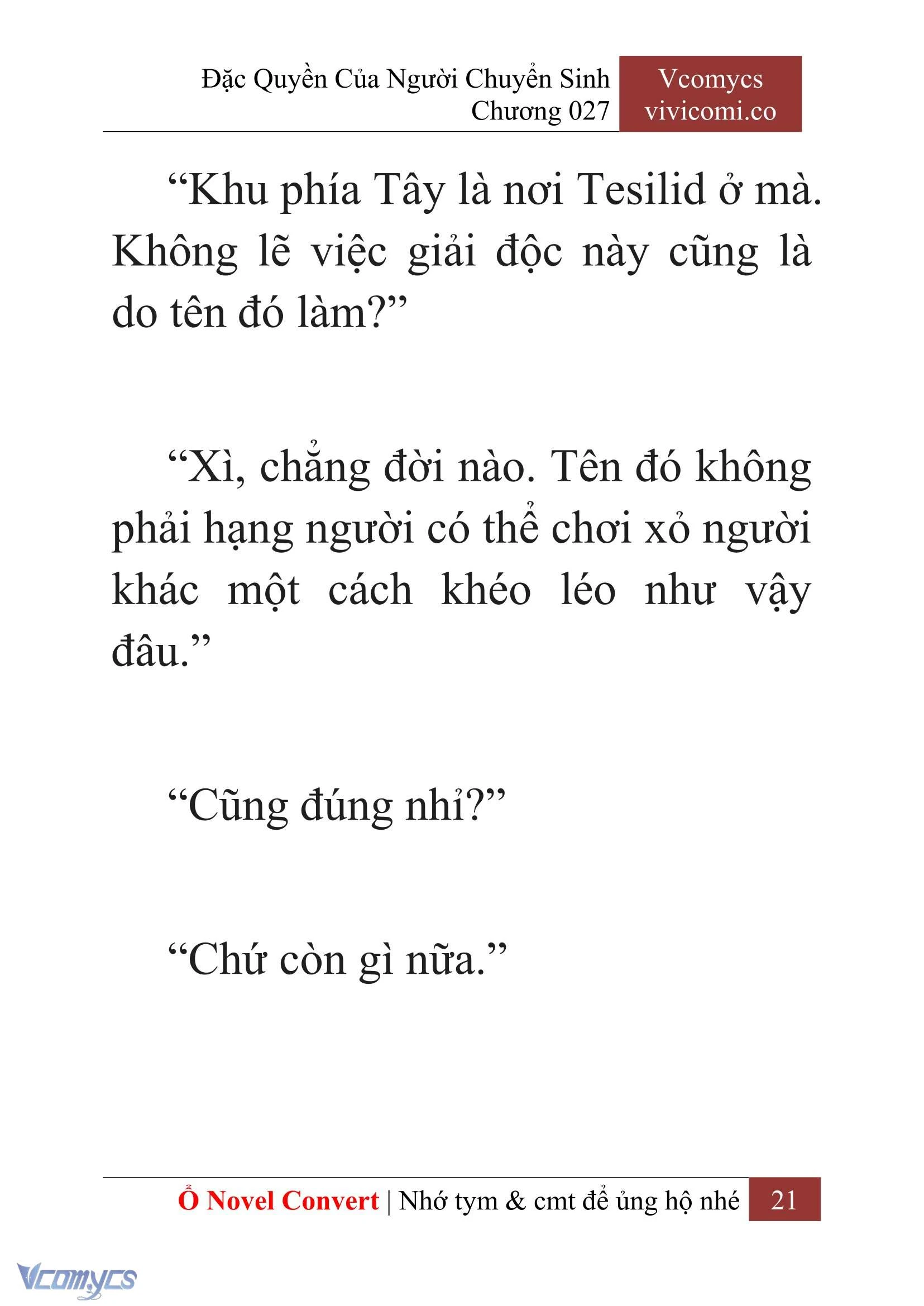 [Novel] Đặc Quyền Của Người Chuyển Sinh Chapter  27 - 23