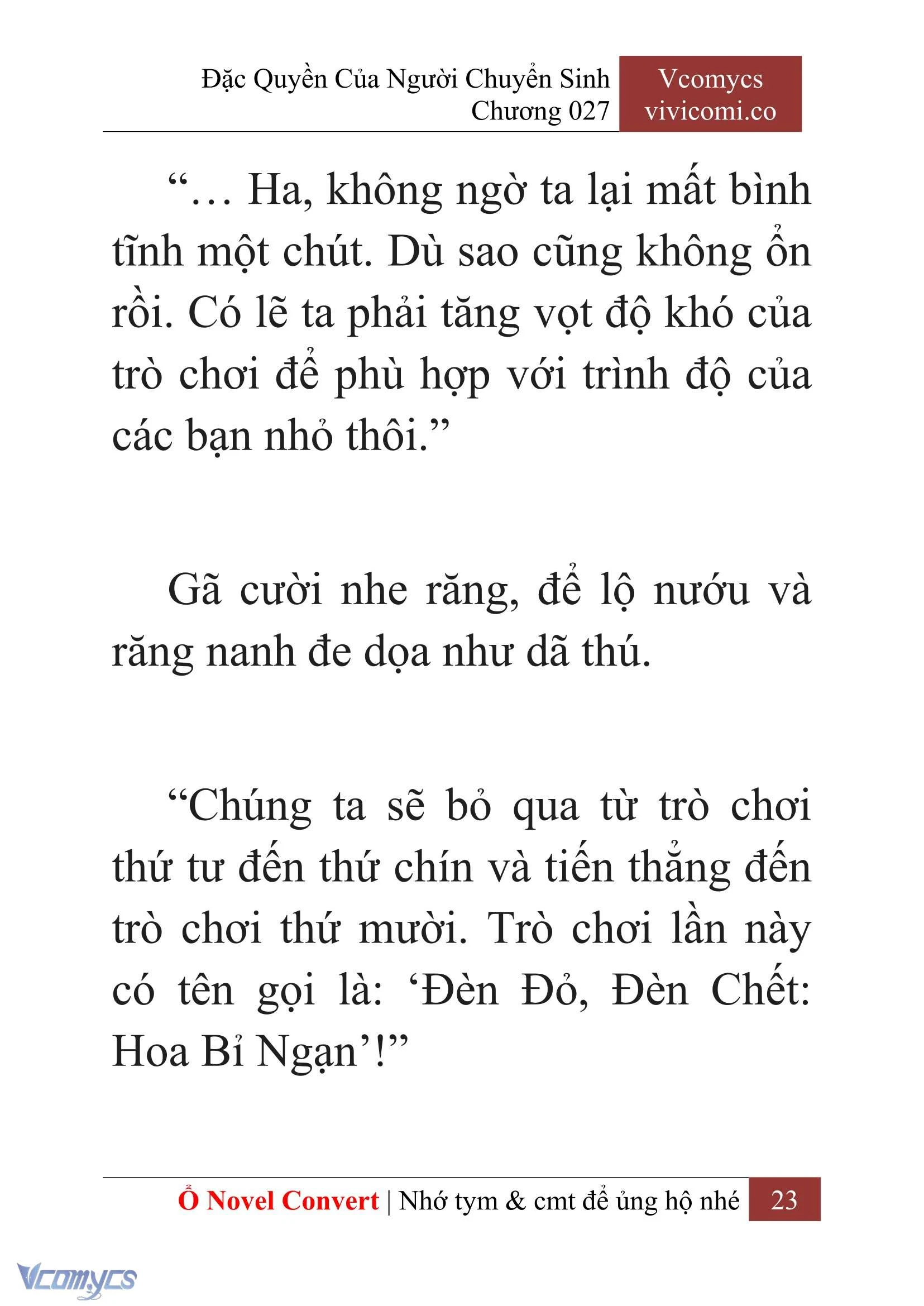 [Novel] Đặc Quyền Của Người Chuyển Sinh Chapter  27 - 25