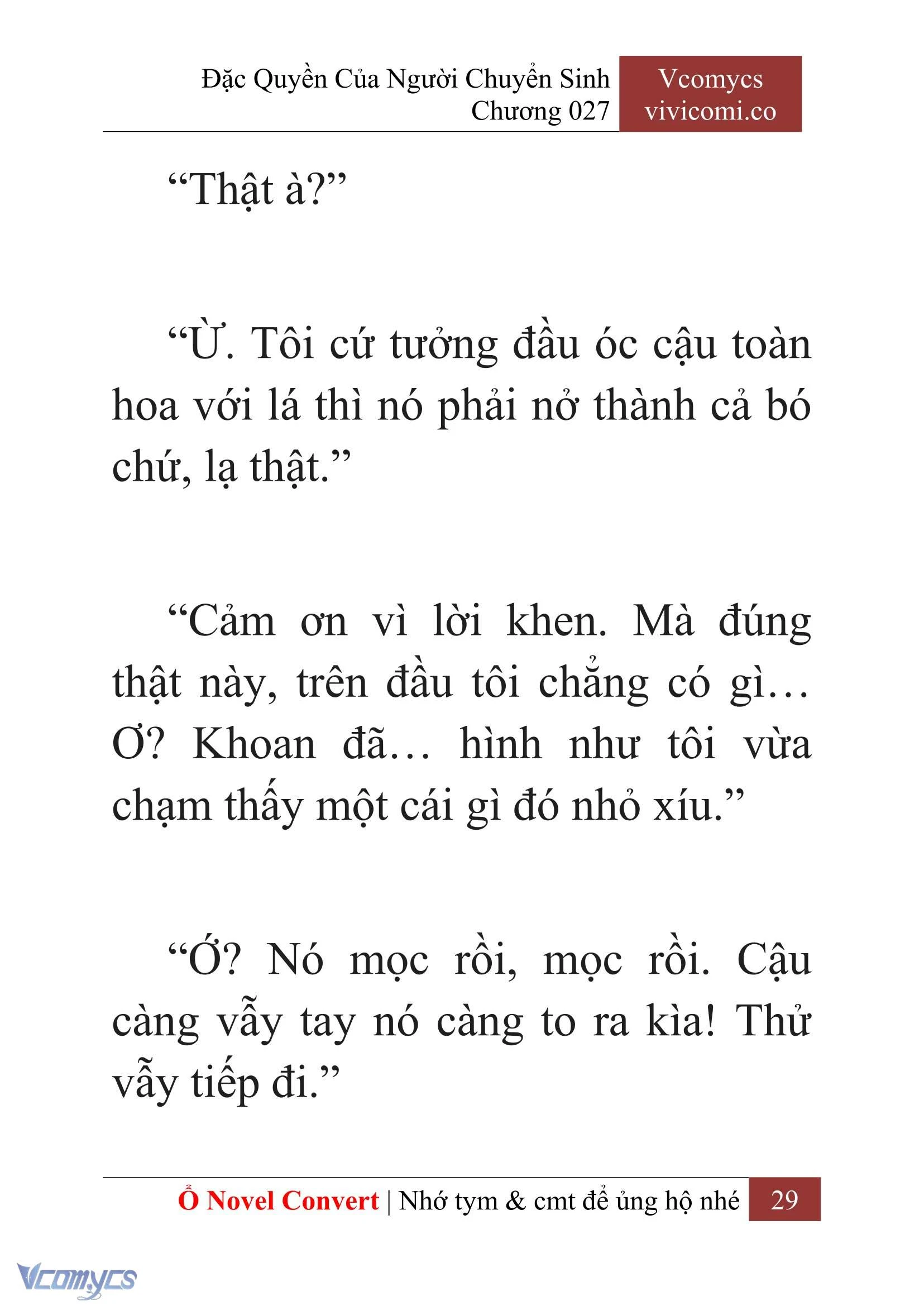 [Novel] Đặc Quyền Của Người Chuyển Sinh Chapter  27 - 31