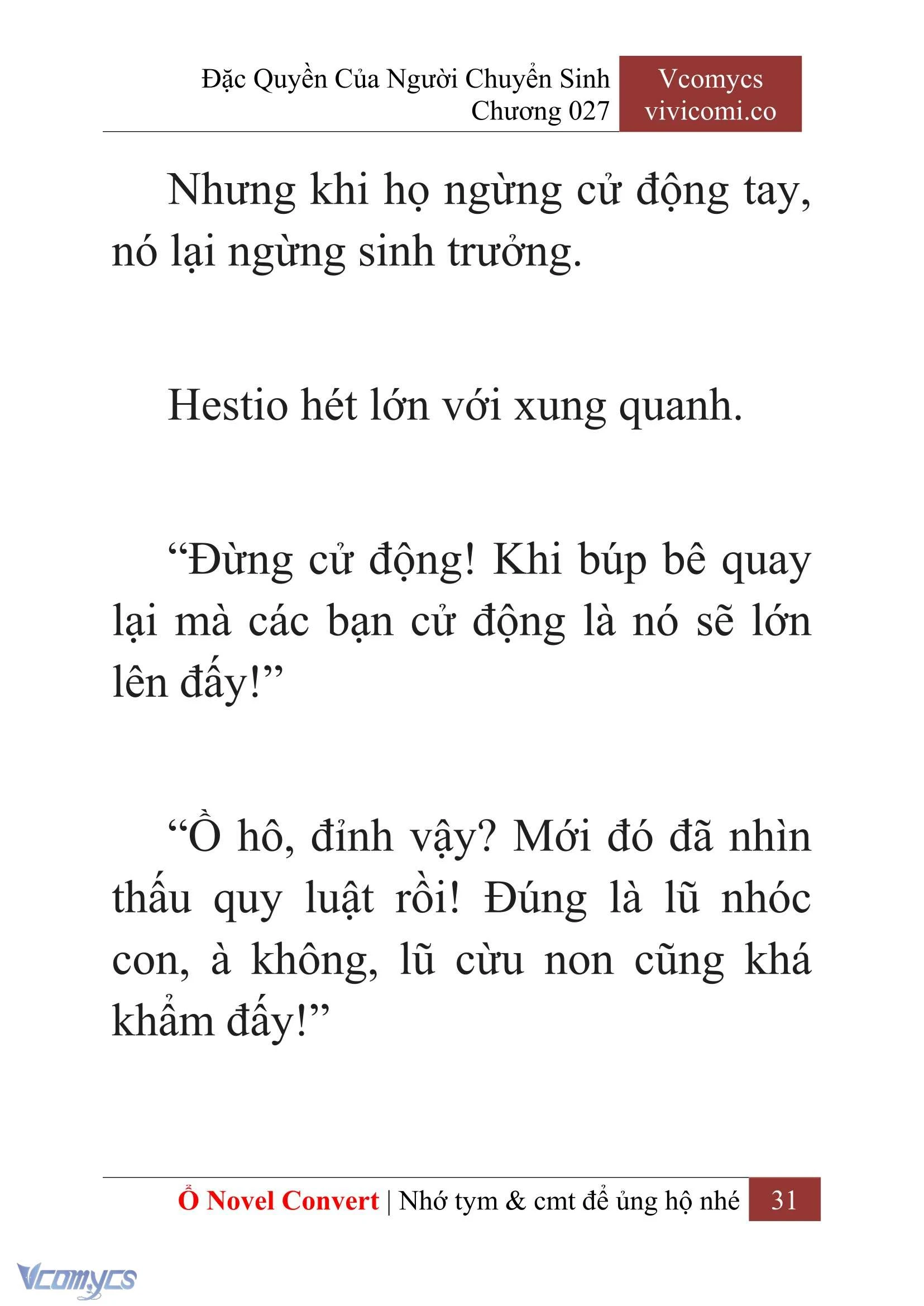 [Novel] Đặc Quyền Của Người Chuyển Sinh Chapter  27 - 33