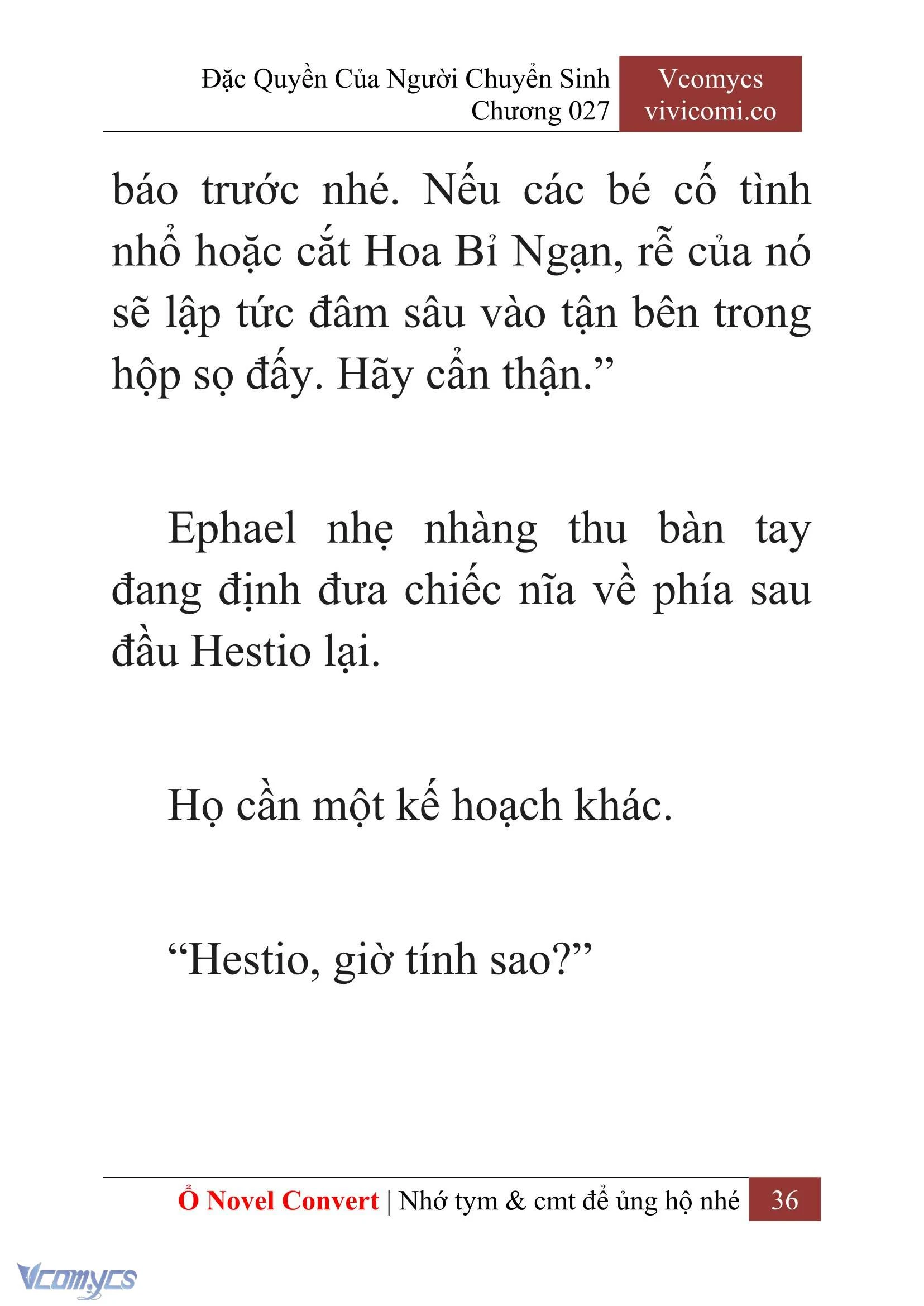 [Novel] Đặc Quyền Của Người Chuyển Sinh Chapter  27 - 38