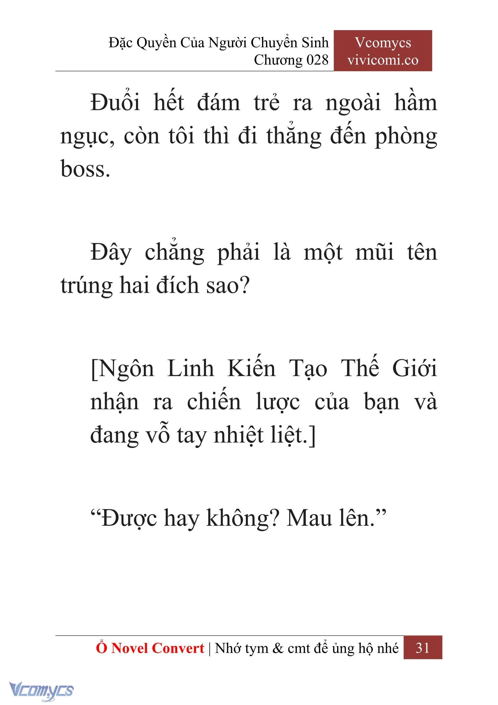 [Novel] Đặc Quyền Của Người Chuyển Sinh Chapter  28 - 33