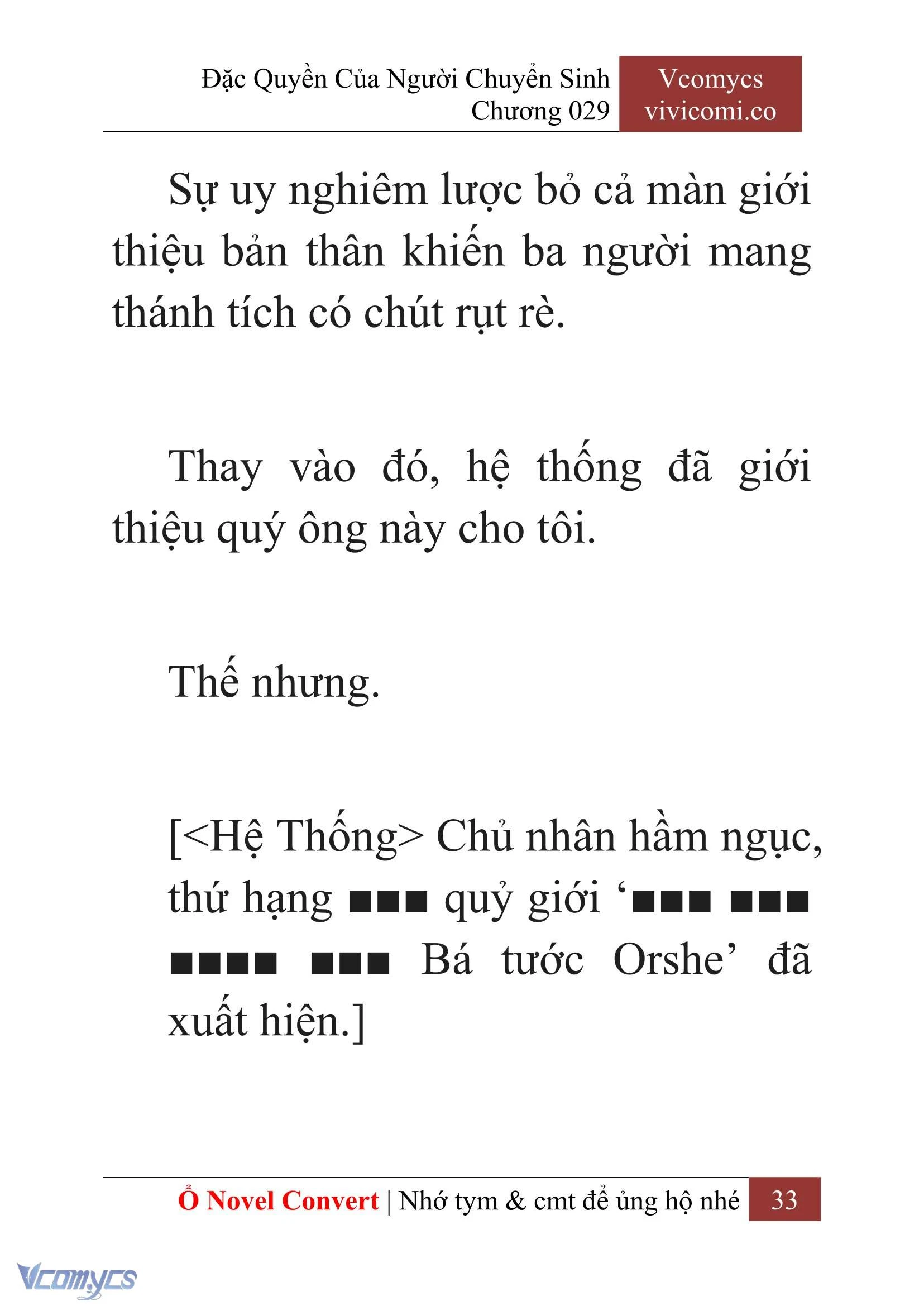 [Novel] Đặc Quyền Của Người Chuyển Sinh Chapter  29 - 35