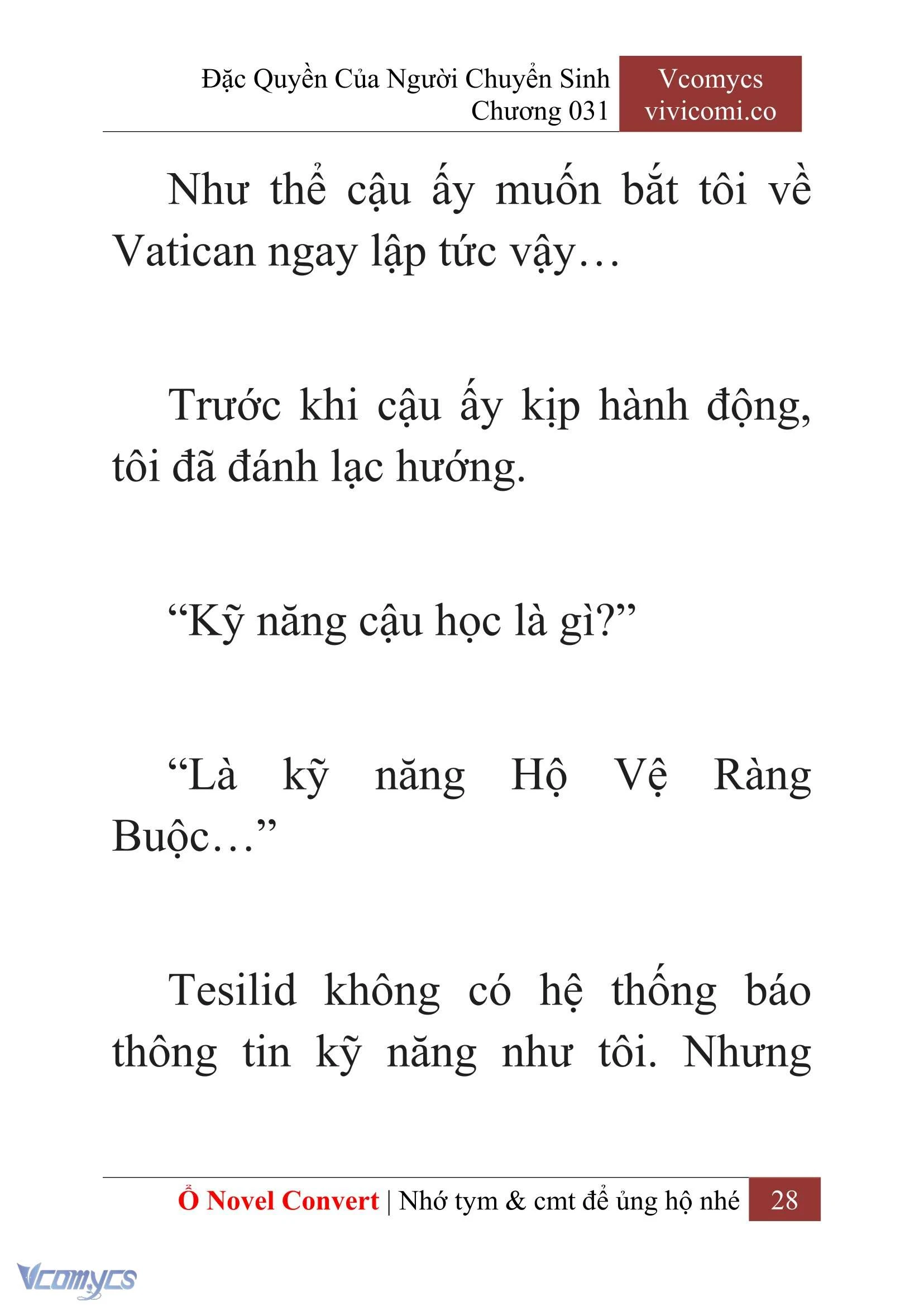 [Novel] Đặc Quyền Của Người Chuyển Sinh Chapter  31 - 30