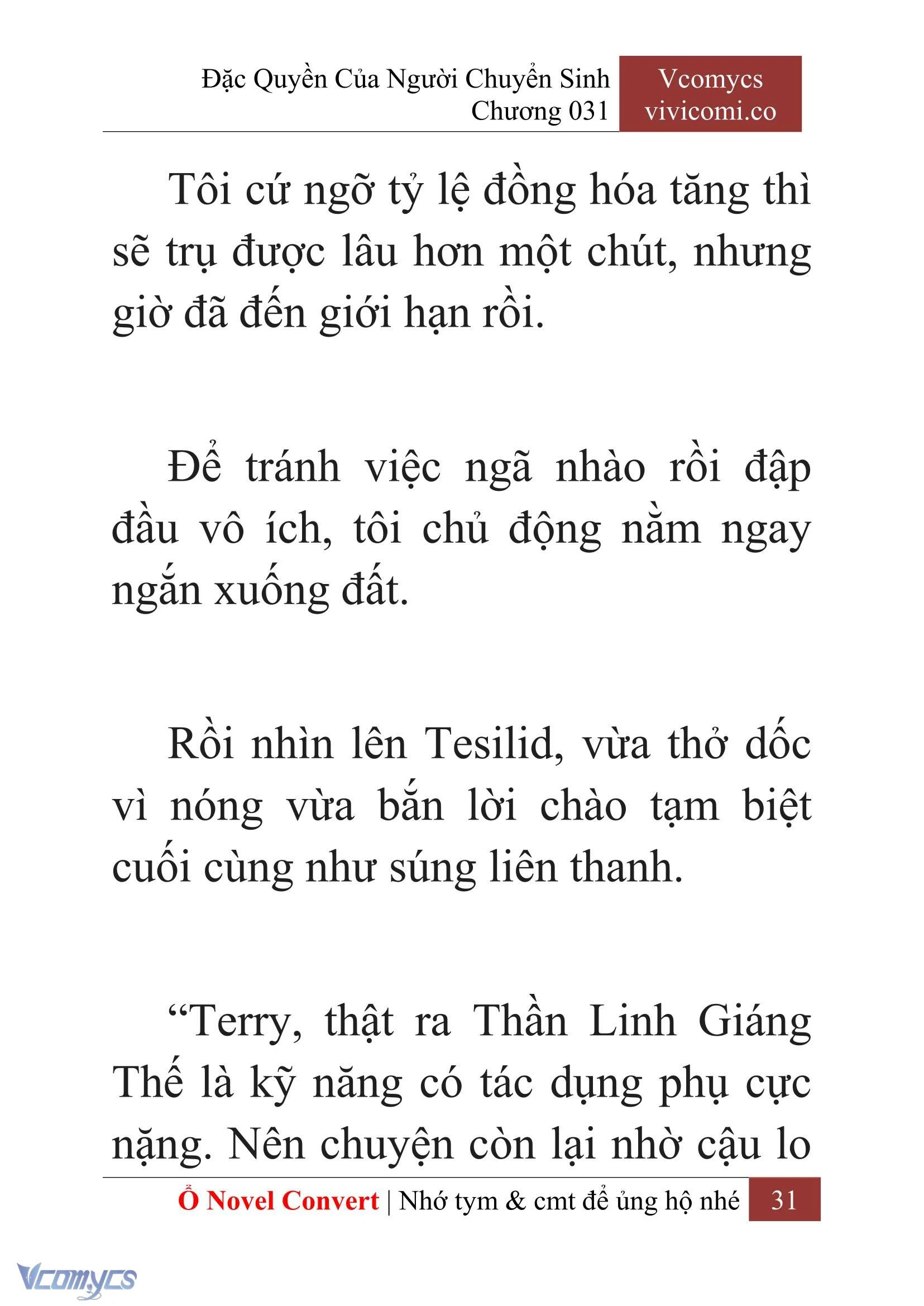 [Novel] Đặc Quyền Của Người Chuyển Sinh Chapter  31 - 33