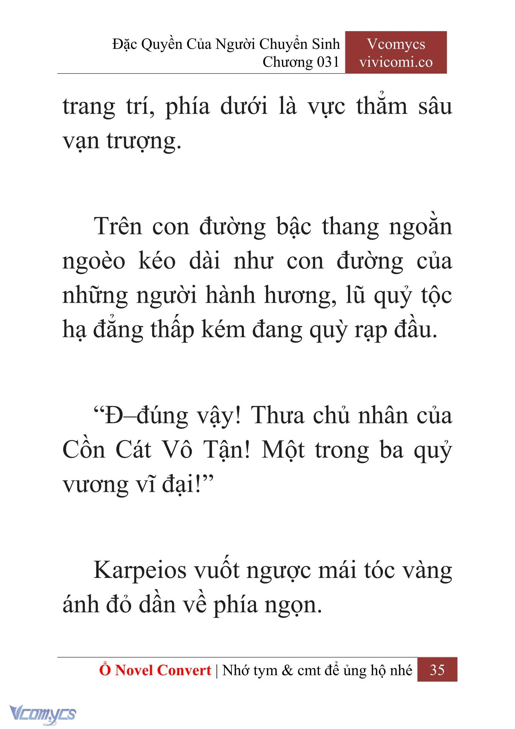 [Novel] Đặc Quyền Của Người Chuyển Sinh Chapter  31 - 37