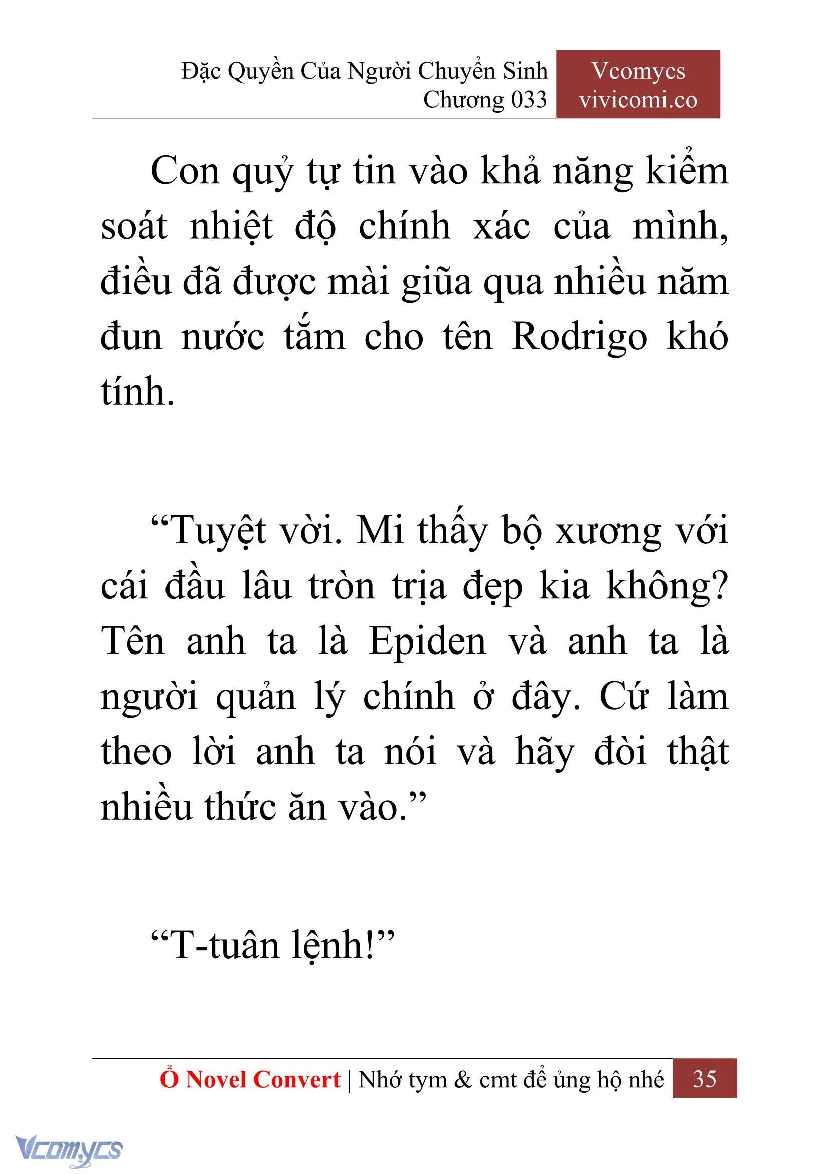 [Novel] Đặc Quyền Của Người Chuyển Sinh Chapter  33 - 37