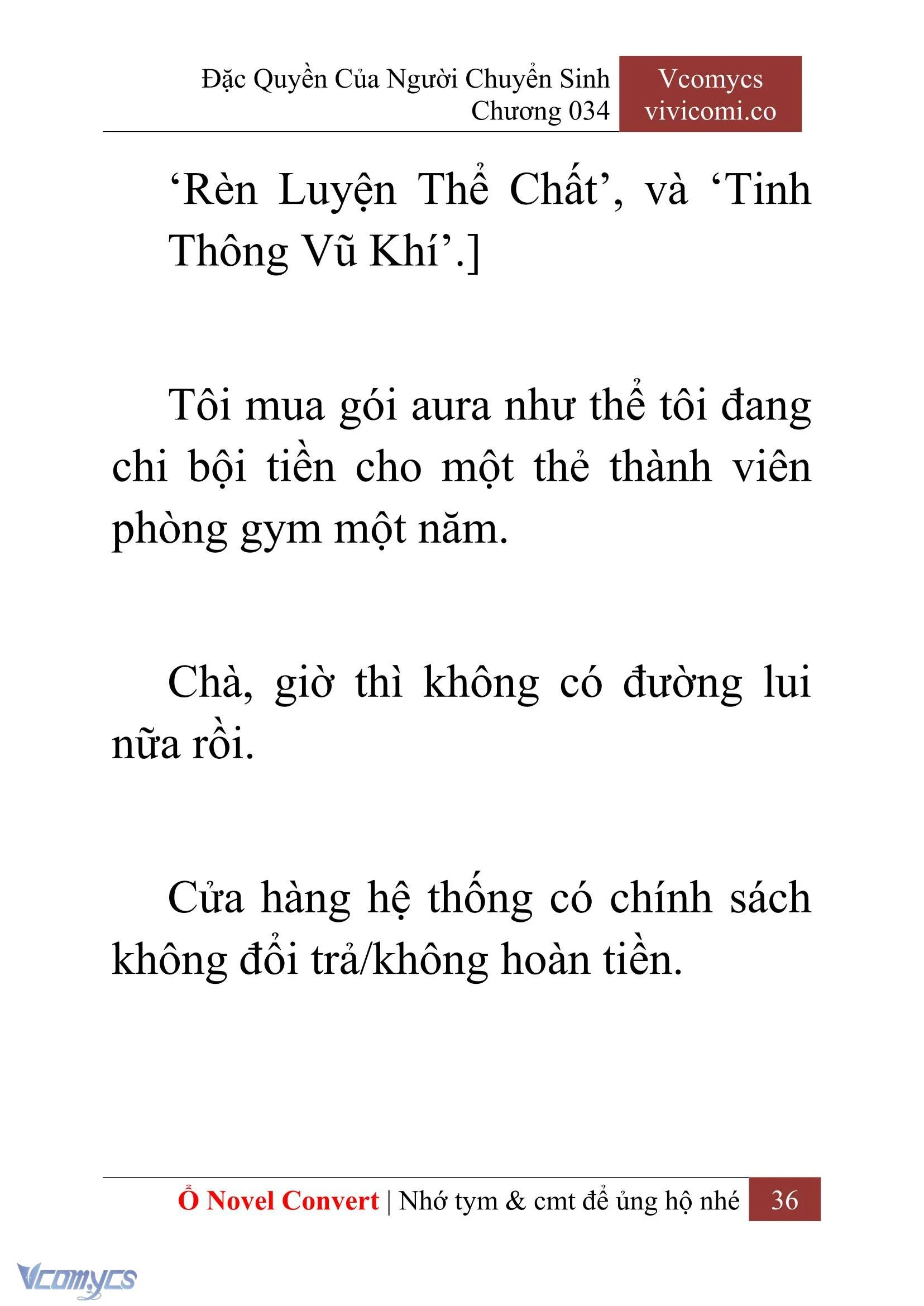 [Novel] Đặc Quyền Của Người Chuyển Sinh Chapter  34 - 38