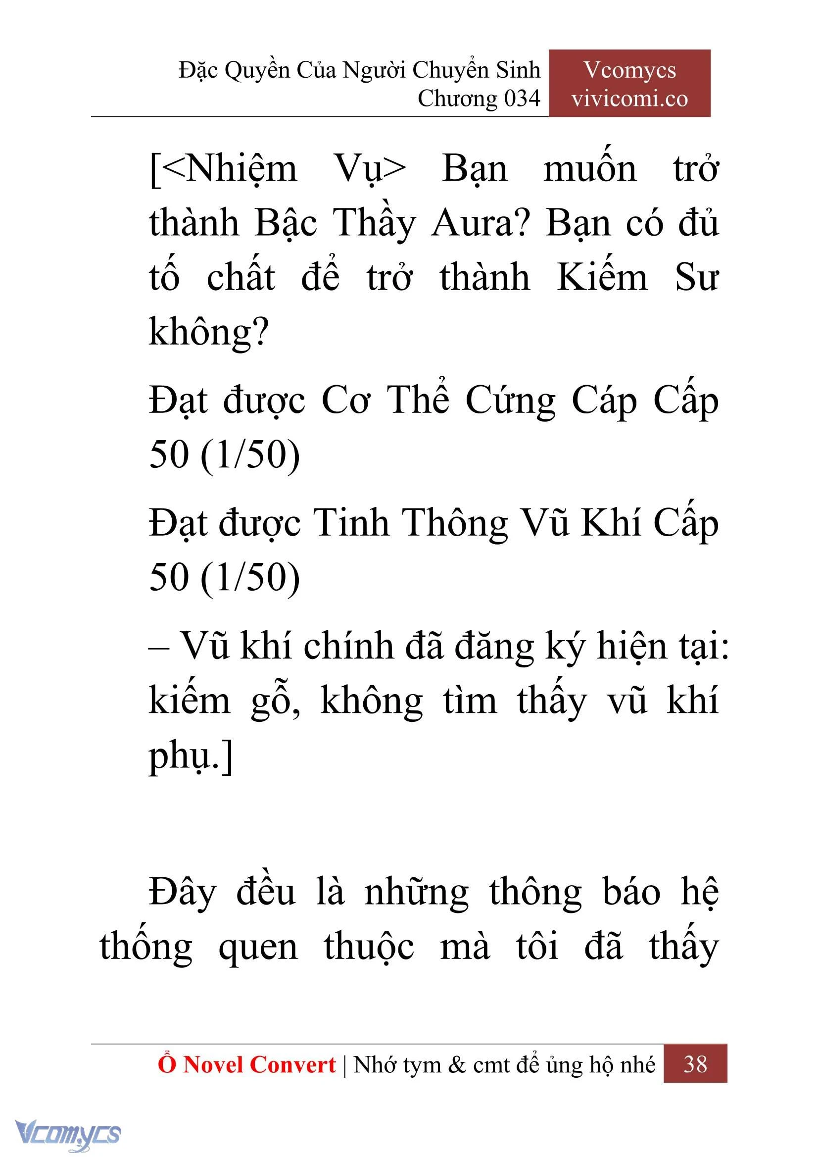 [Novel] Đặc Quyền Của Người Chuyển Sinh Chapter  34 - 40