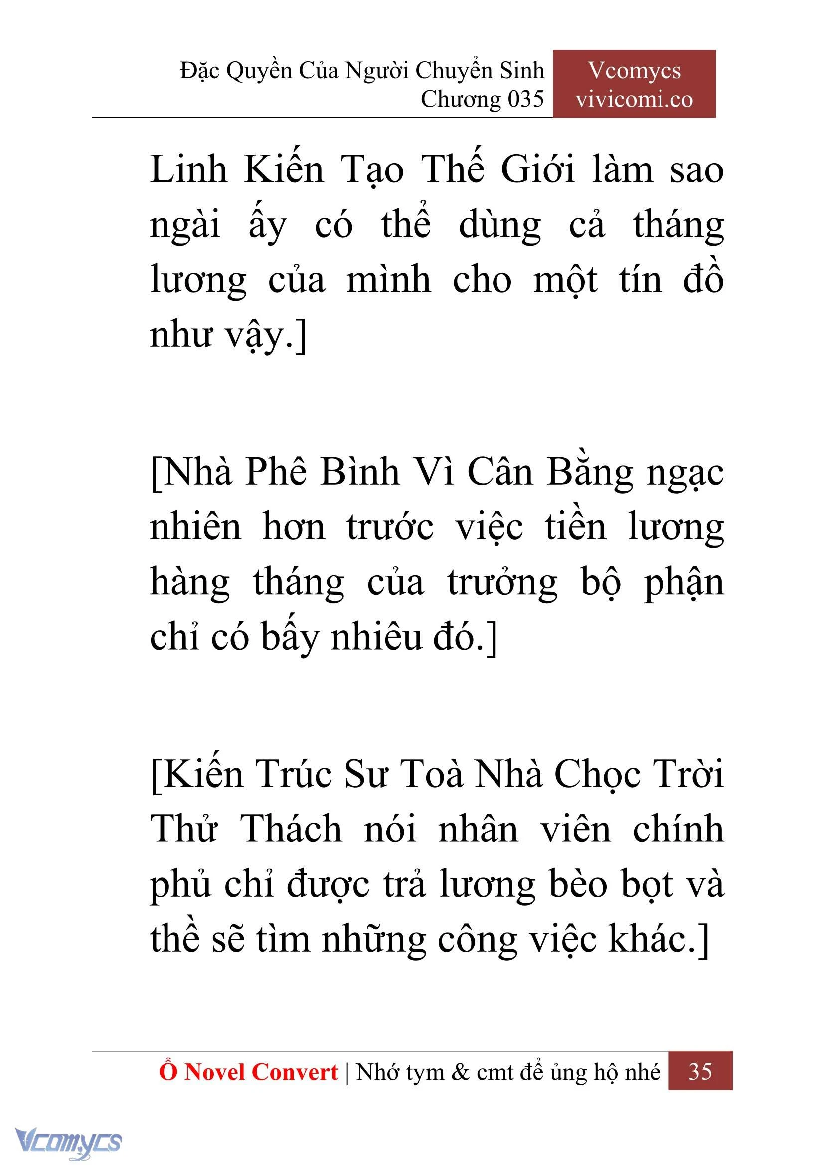 [Novel] Đặc Quyền Của Người Chuyển Sinh Chapter  35 - 37