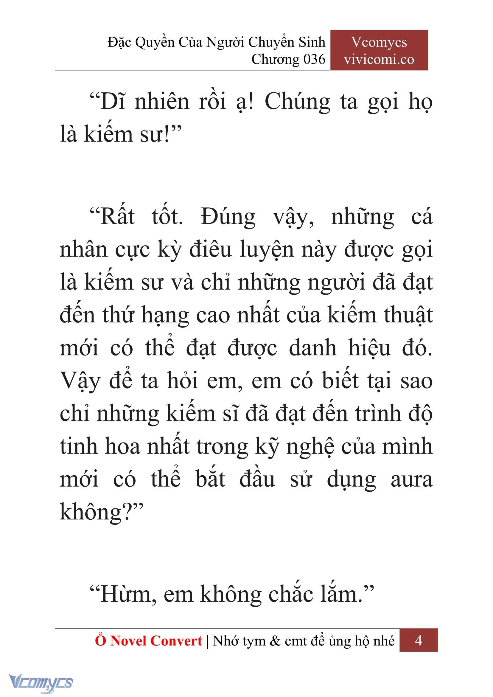 [Novel] Đặc Quyền Của Người Chuyển Sinh Chapter  36 - 6