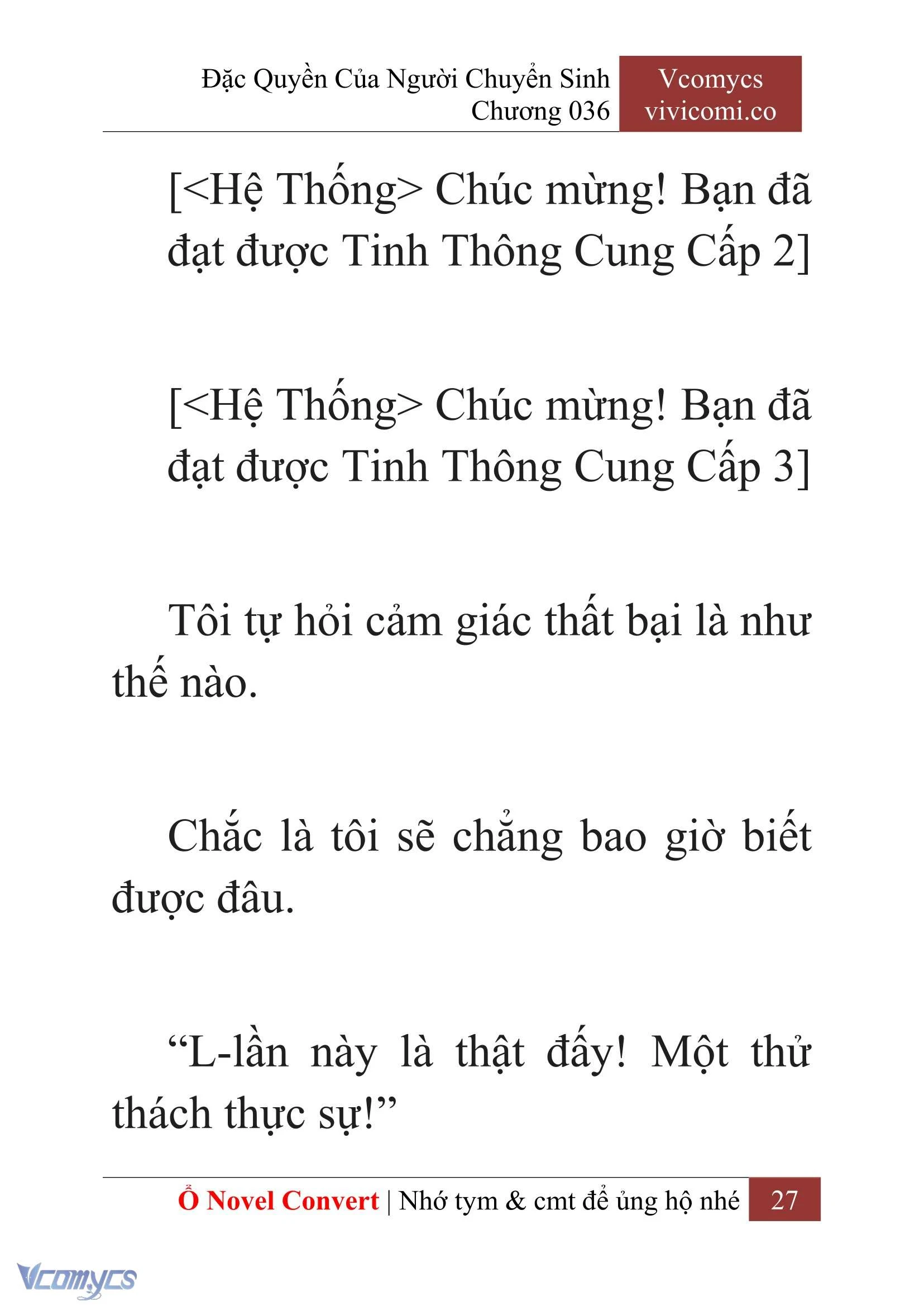 [Novel] Đặc Quyền Của Người Chuyển Sinh Chapter  36 - 29