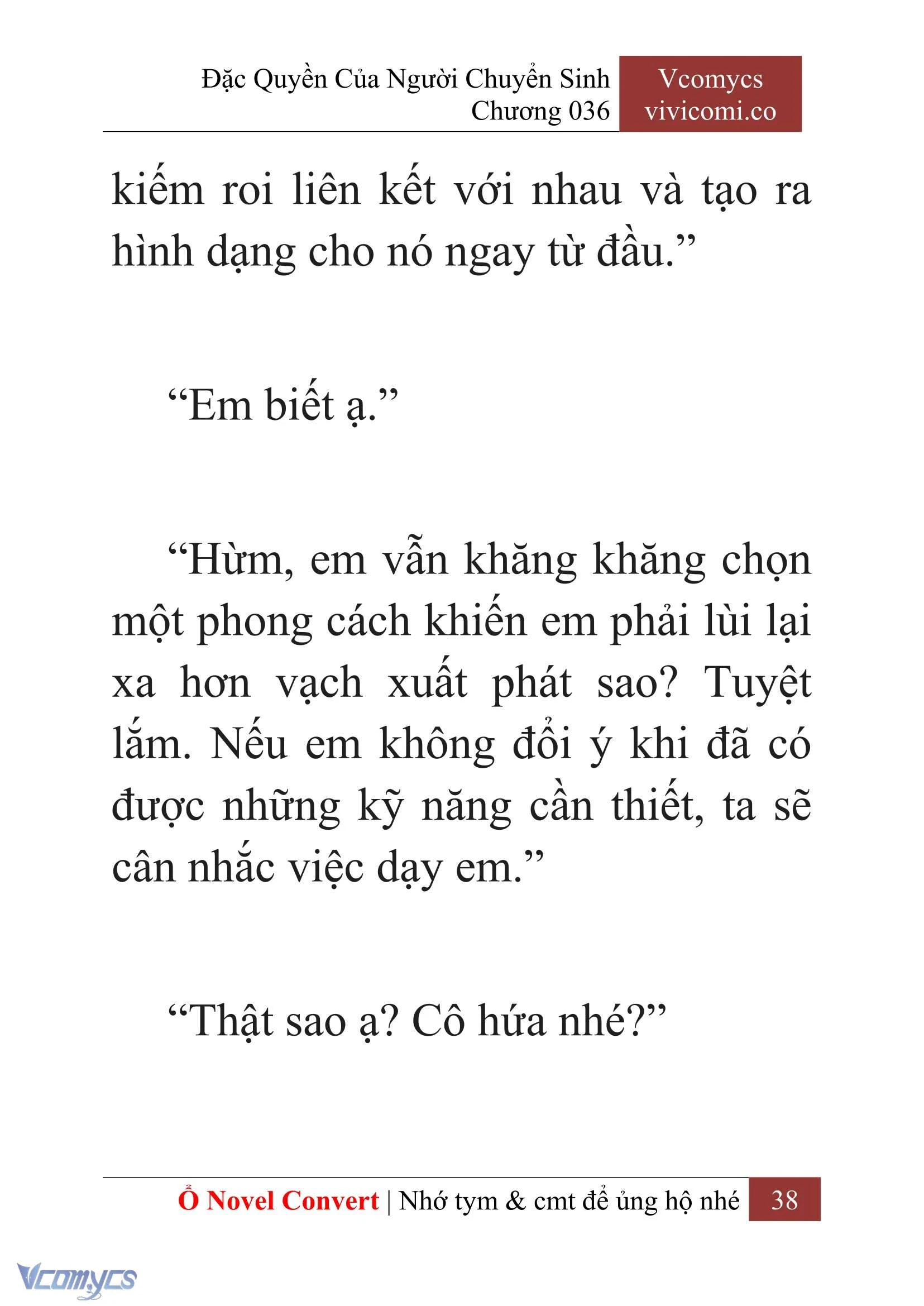 [Novel] Đặc Quyền Của Người Chuyển Sinh Chapter  36 - 40
