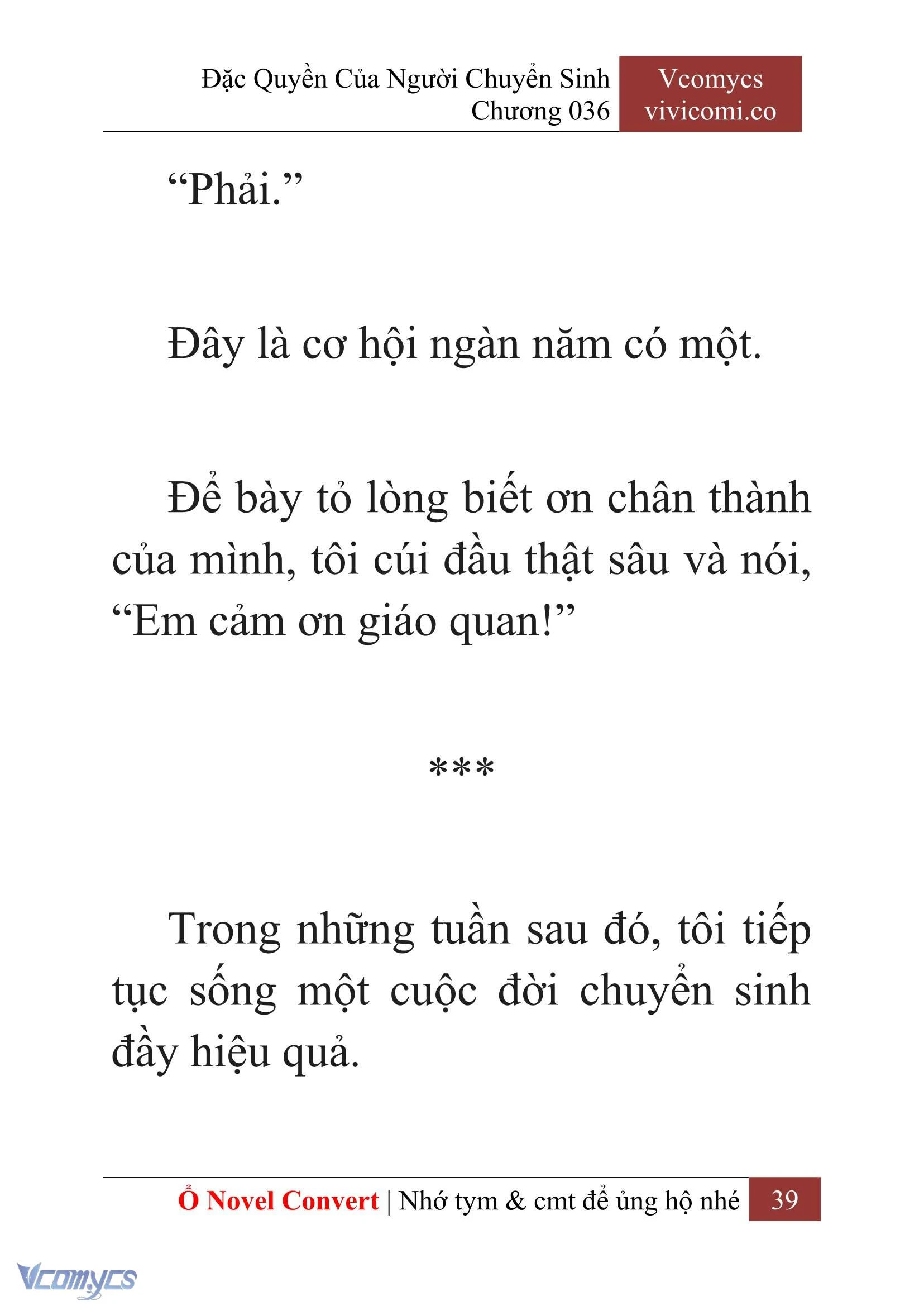 [Novel] Đặc Quyền Của Người Chuyển Sinh Chapter  36 - 41
