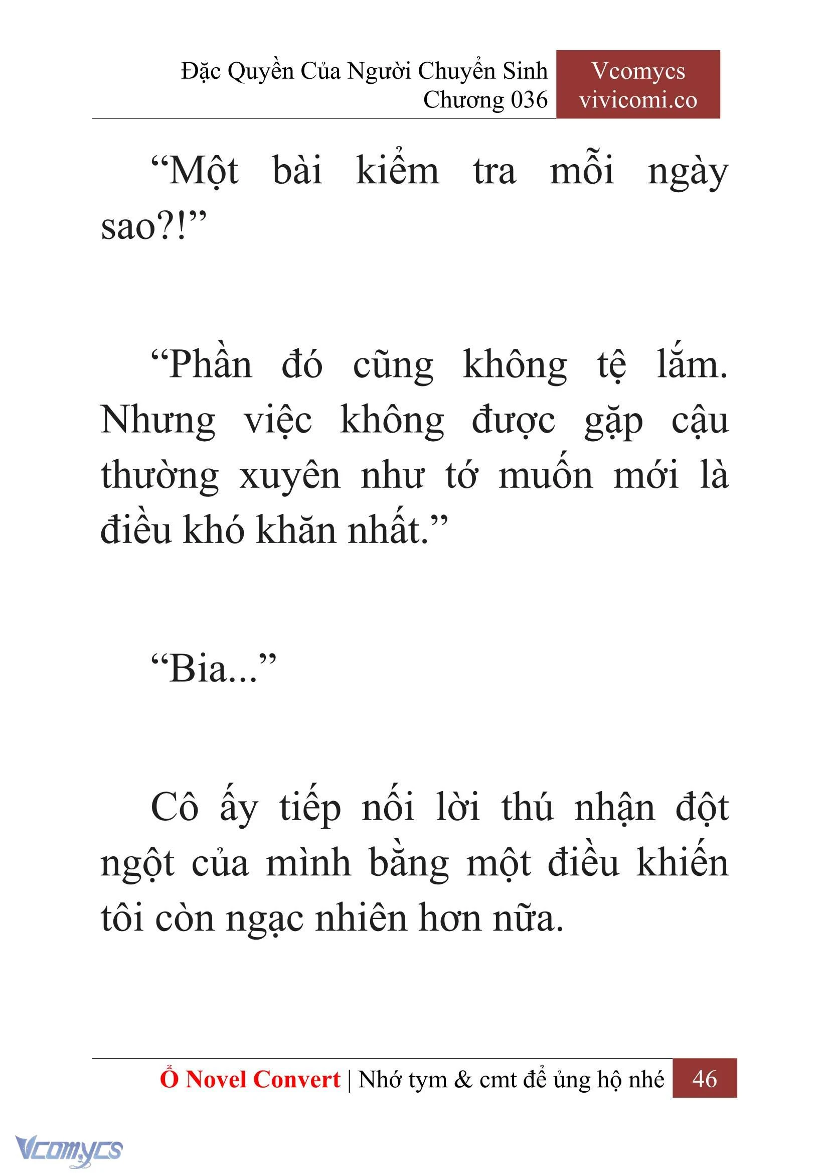 [Novel] Đặc Quyền Của Người Chuyển Sinh Chapter  36 - 48