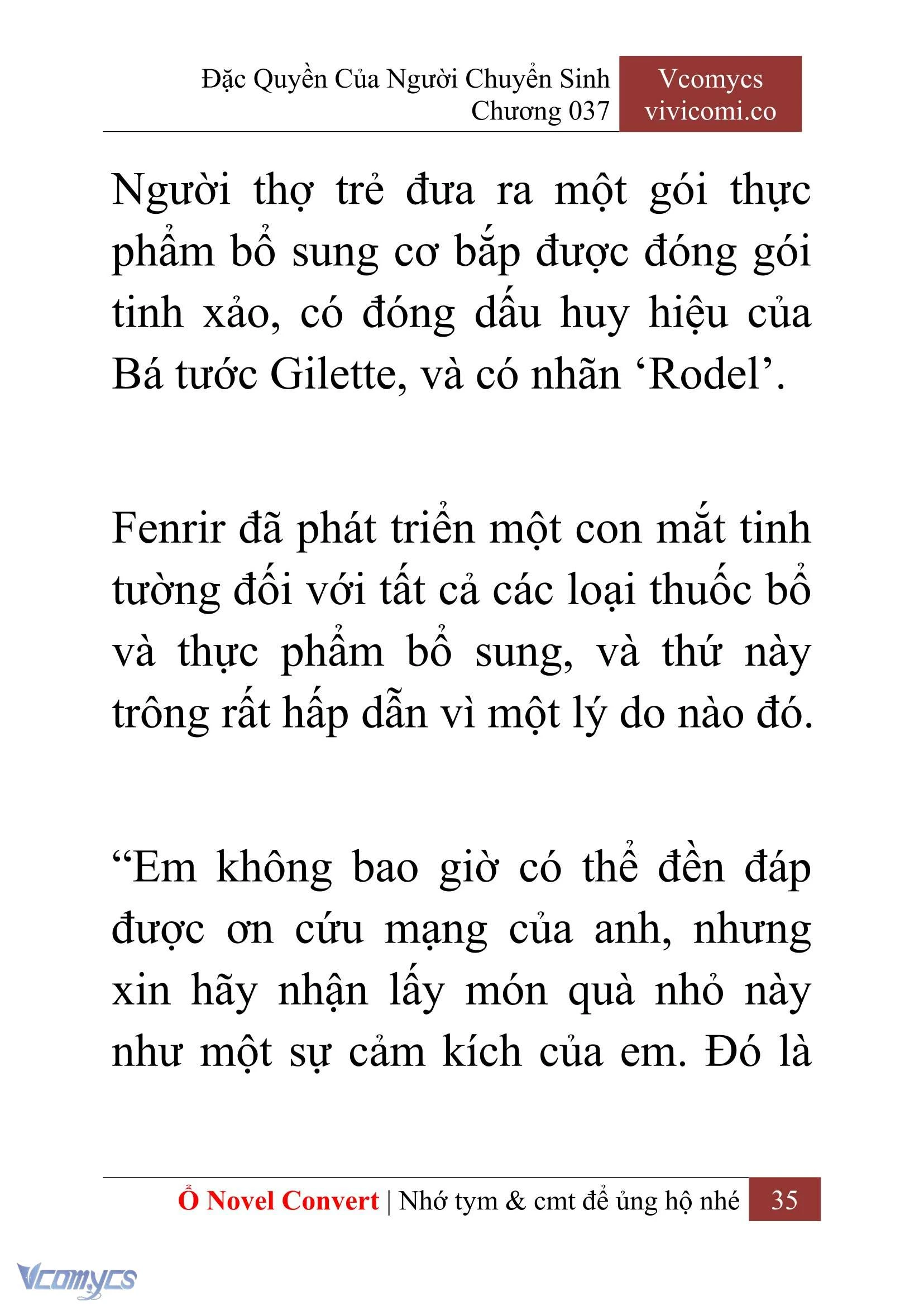 [Novel] Đặc Quyền Của Người Chuyển Sinh Chapter  37 - 37