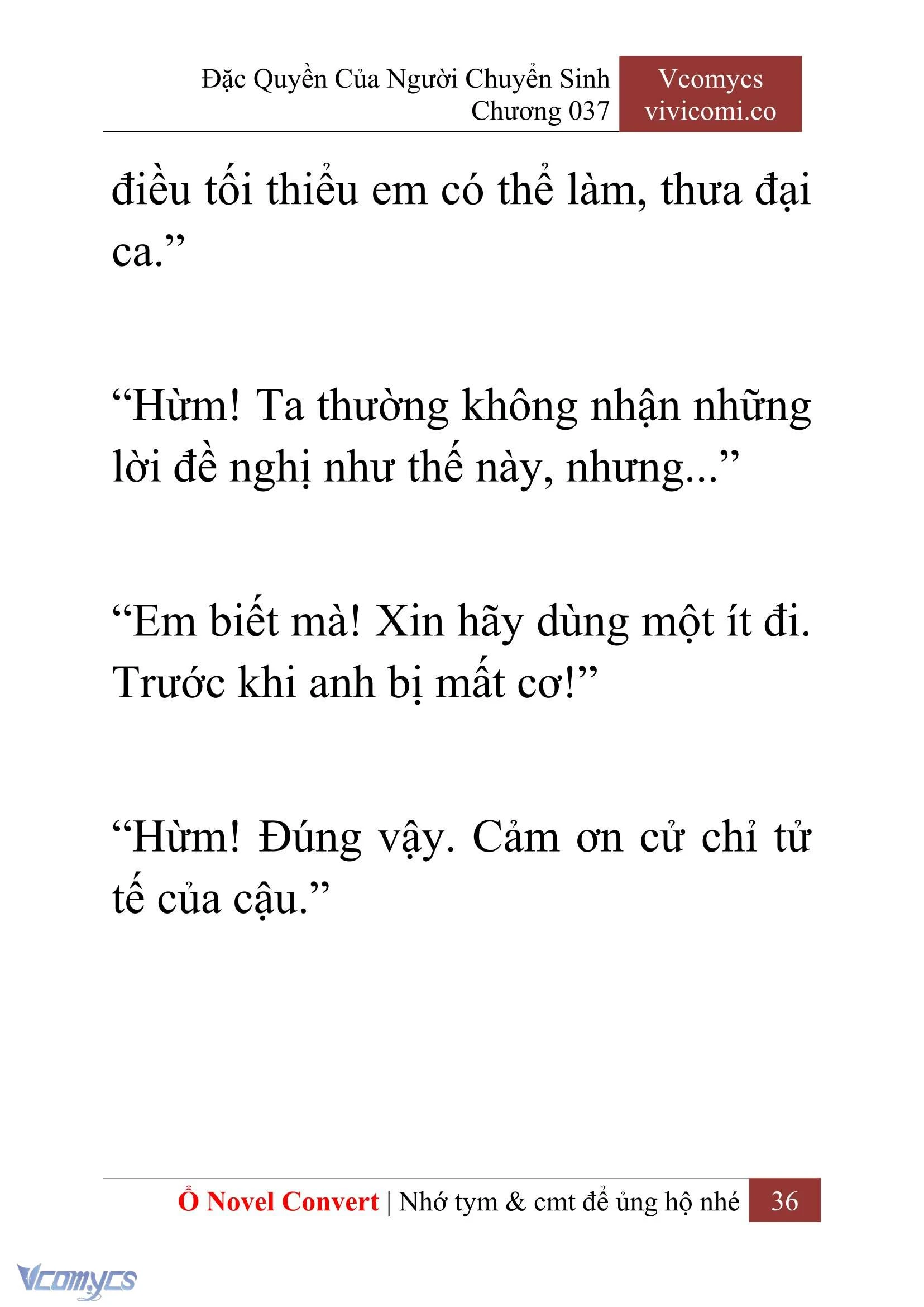 [Novel] Đặc Quyền Của Người Chuyển Sinh Chapter  37 - 38