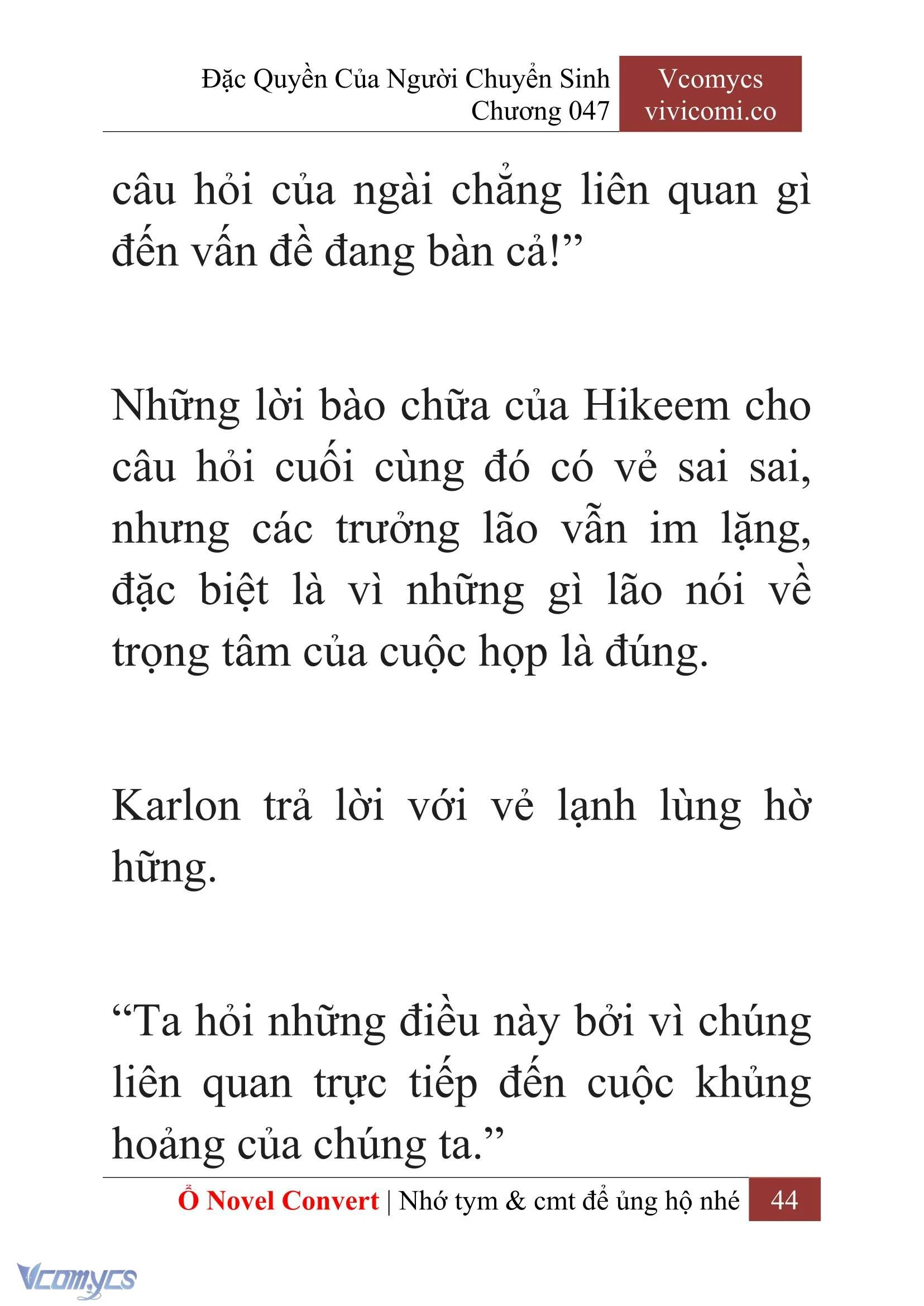 [Novel] Đặc Quyền Của Người Chuyển Sinh Chapter  47 - 46