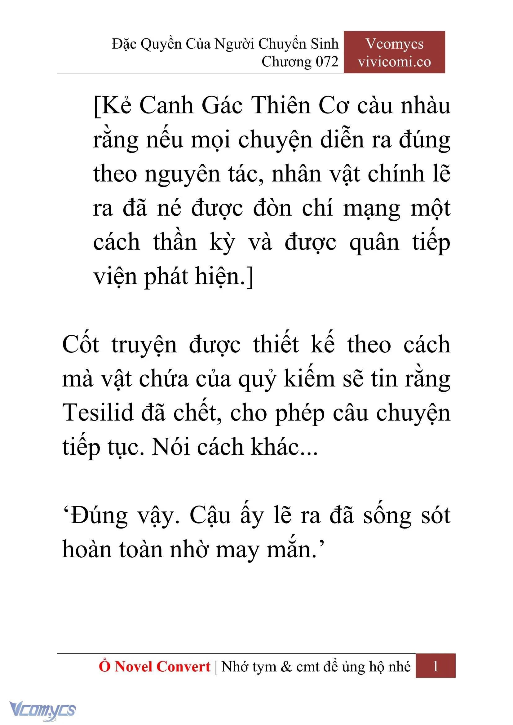 [Novel] Đặc Quyền Của Người Chuyển Sinh Chapter  72 - 3