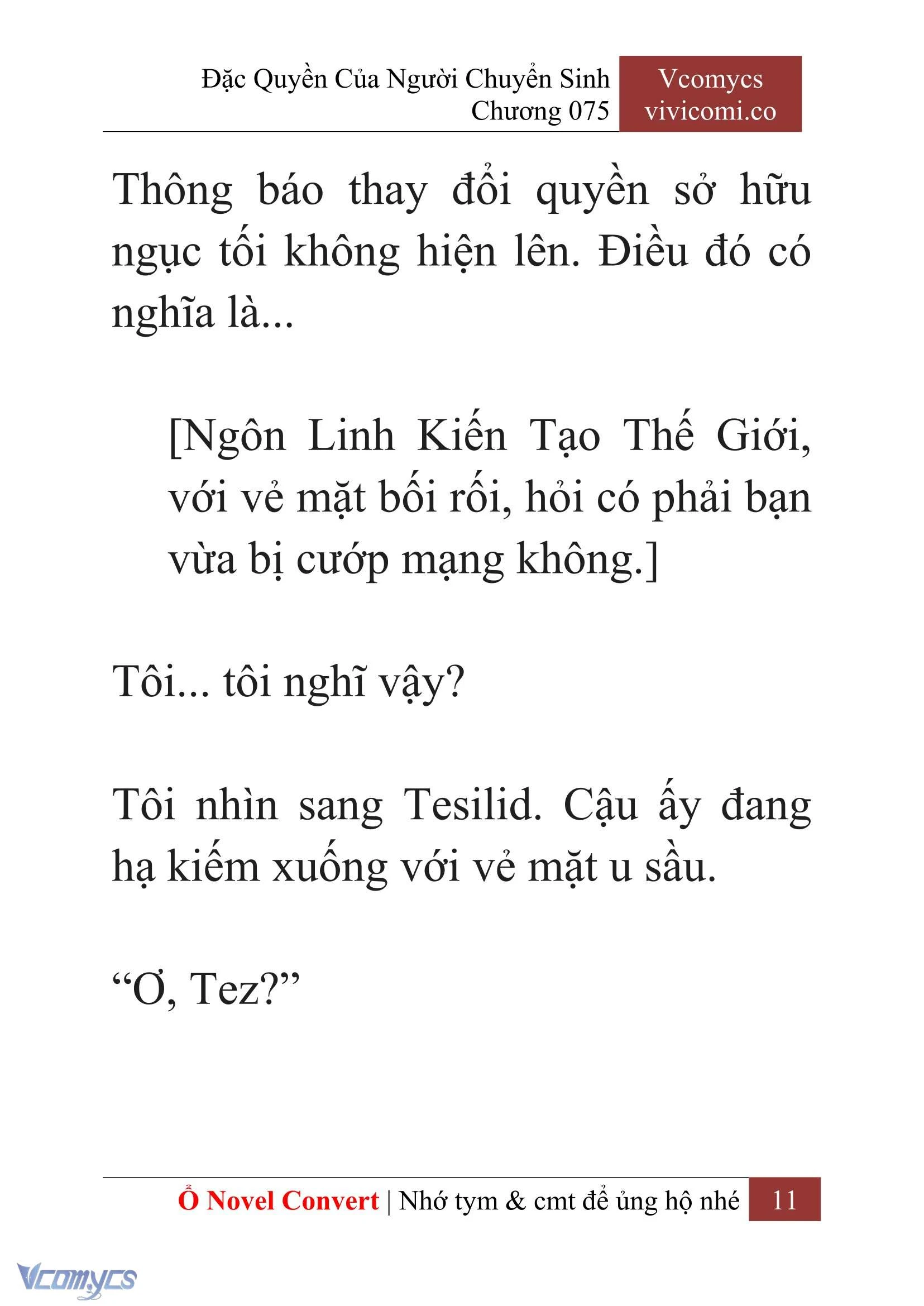 [Novel] Đặc Quyền Của Người Chuyển Sinh Chapter  75 - 13