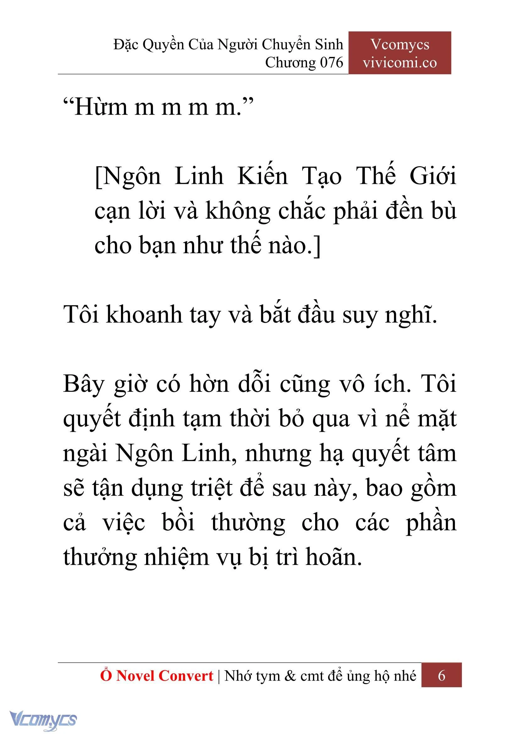 [Novel] Đặc Quyền Của Người Chuyển Sinh Chapter  76 - 8