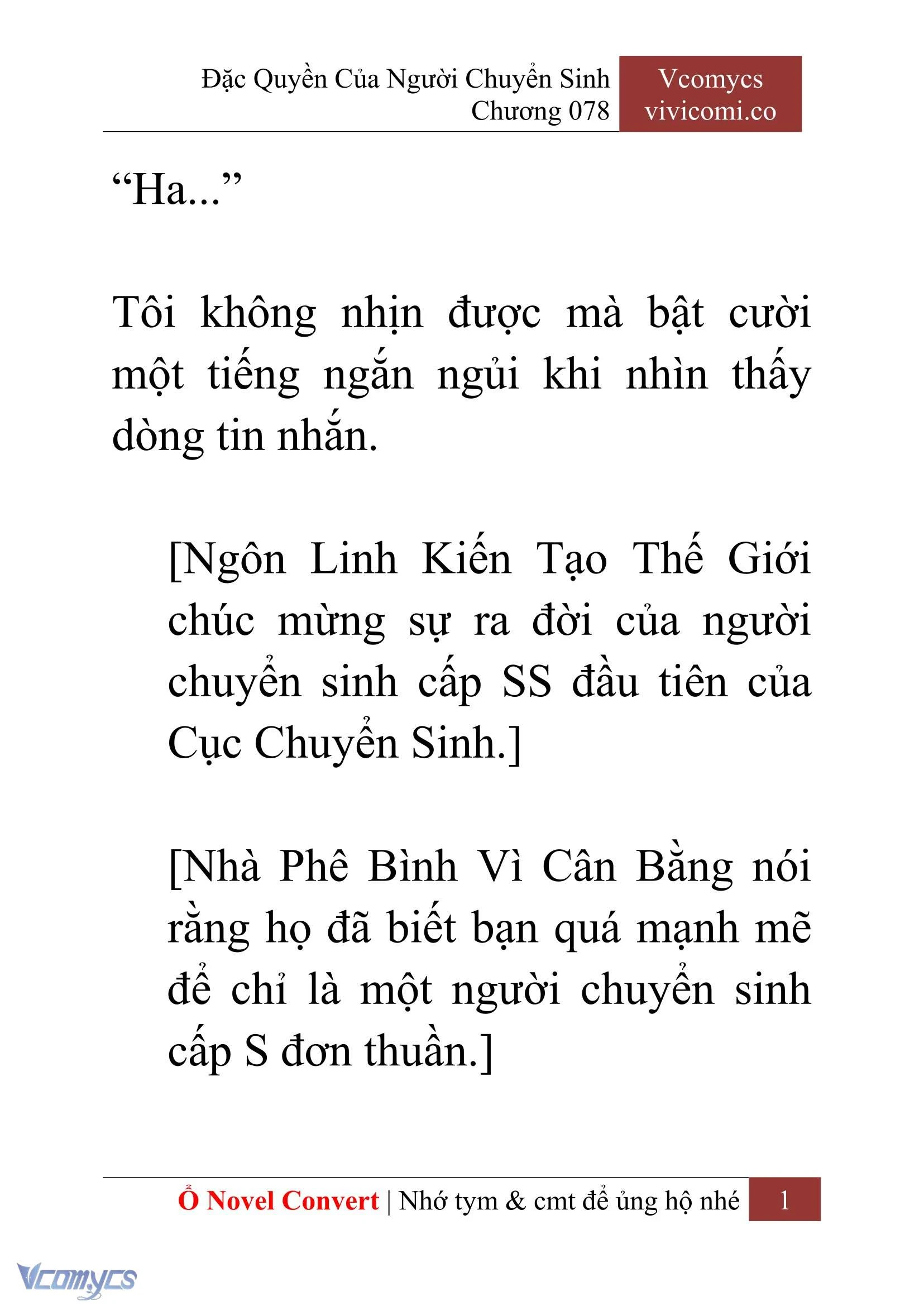 [Novel] Đặc Quyền Của Người Chuyển Sinh Chapter  78 - 3