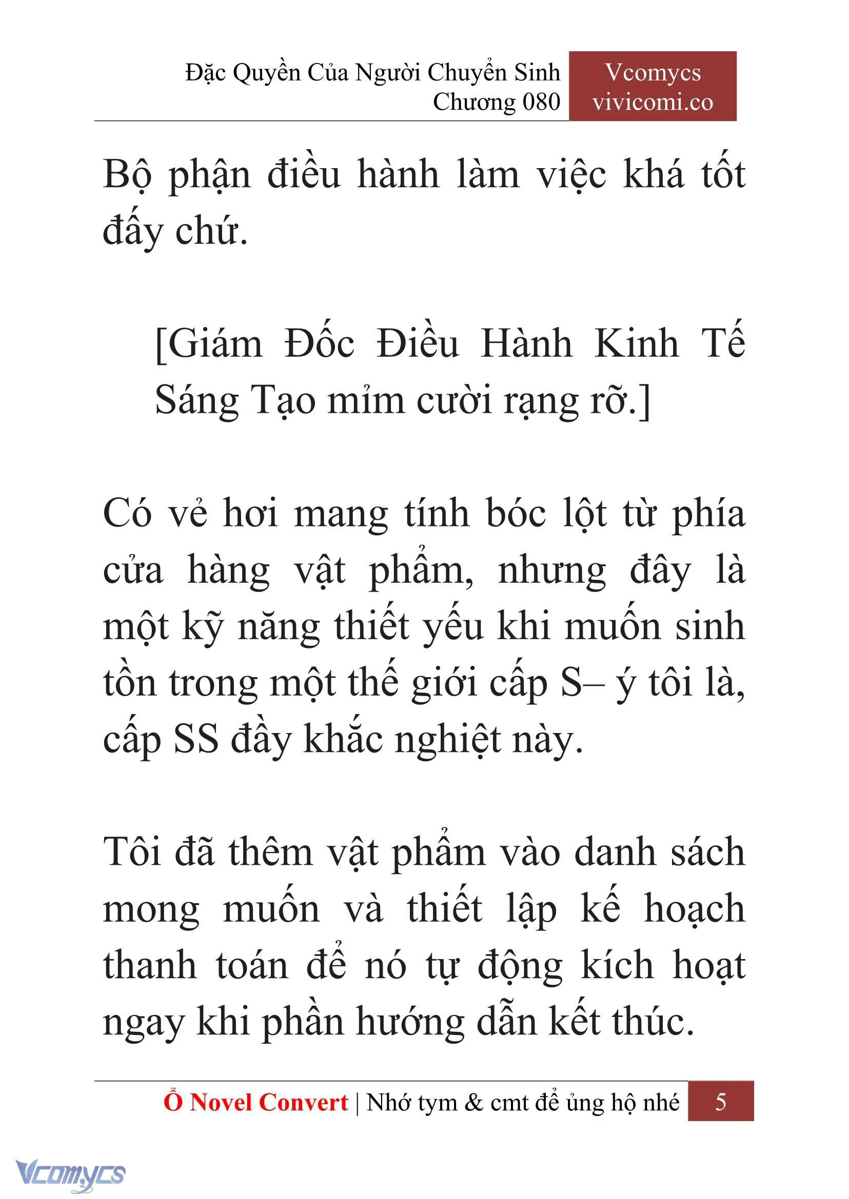 [Novel] Đặc Quyền Của Người Chuyển Sinh Chapter  80 - 7