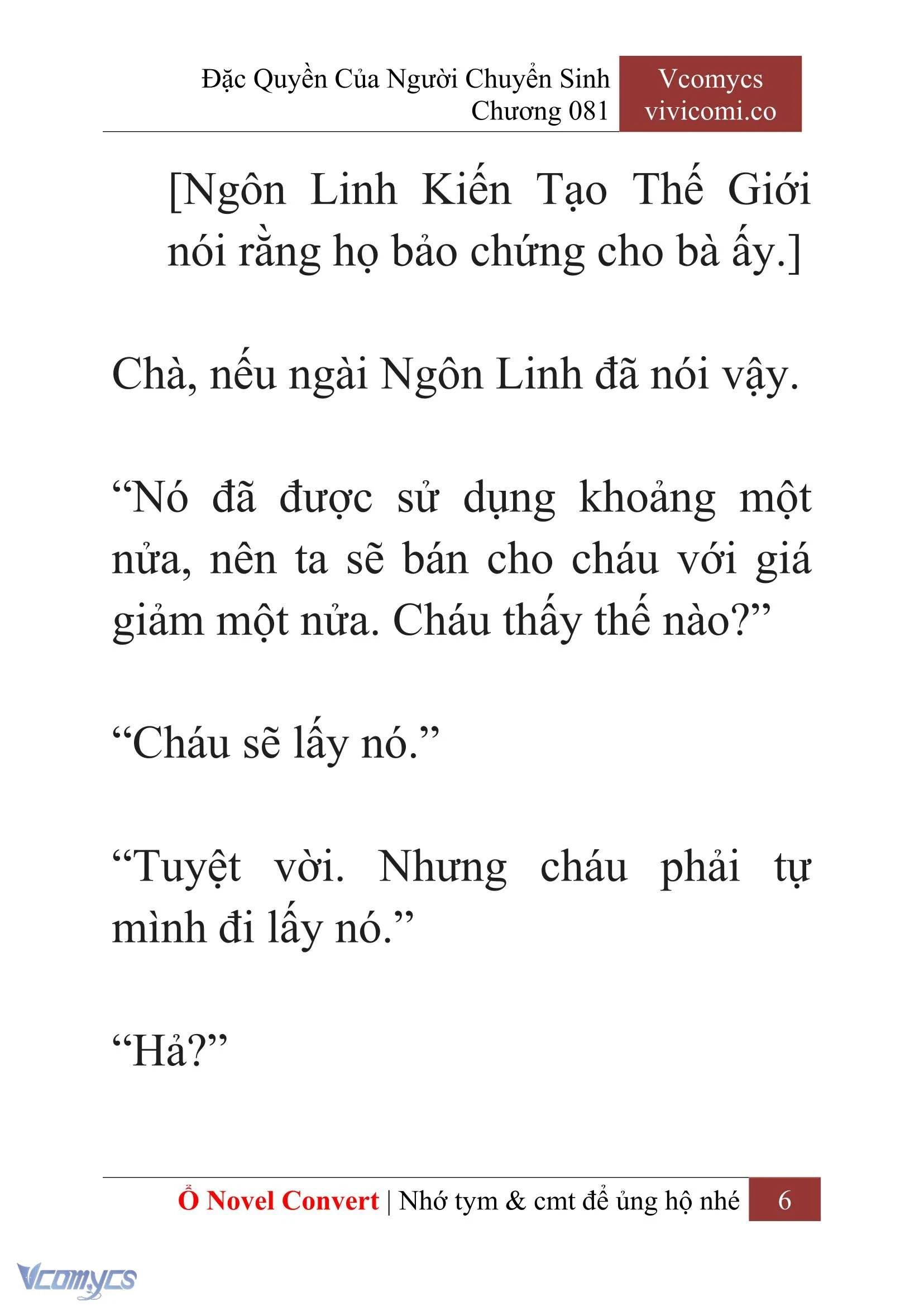 [Novel] Đặc Quyền Của Người Chuyển Sinh Chapter  81 - 8