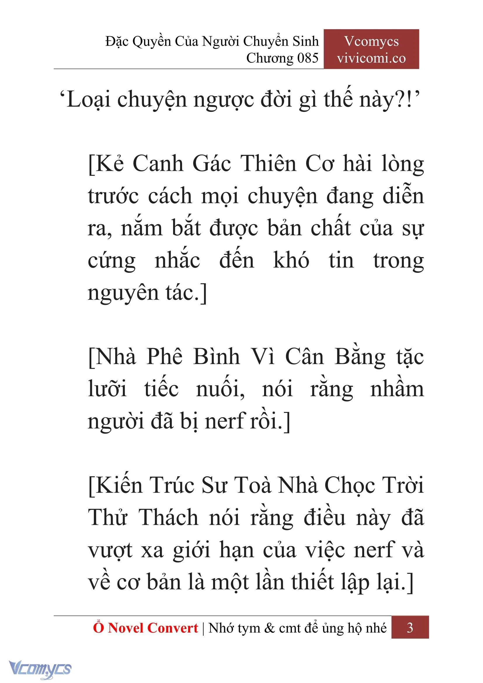 [Novel] Đặc Quyền Của Người Chuyển Sinh Chapter  85 - 5