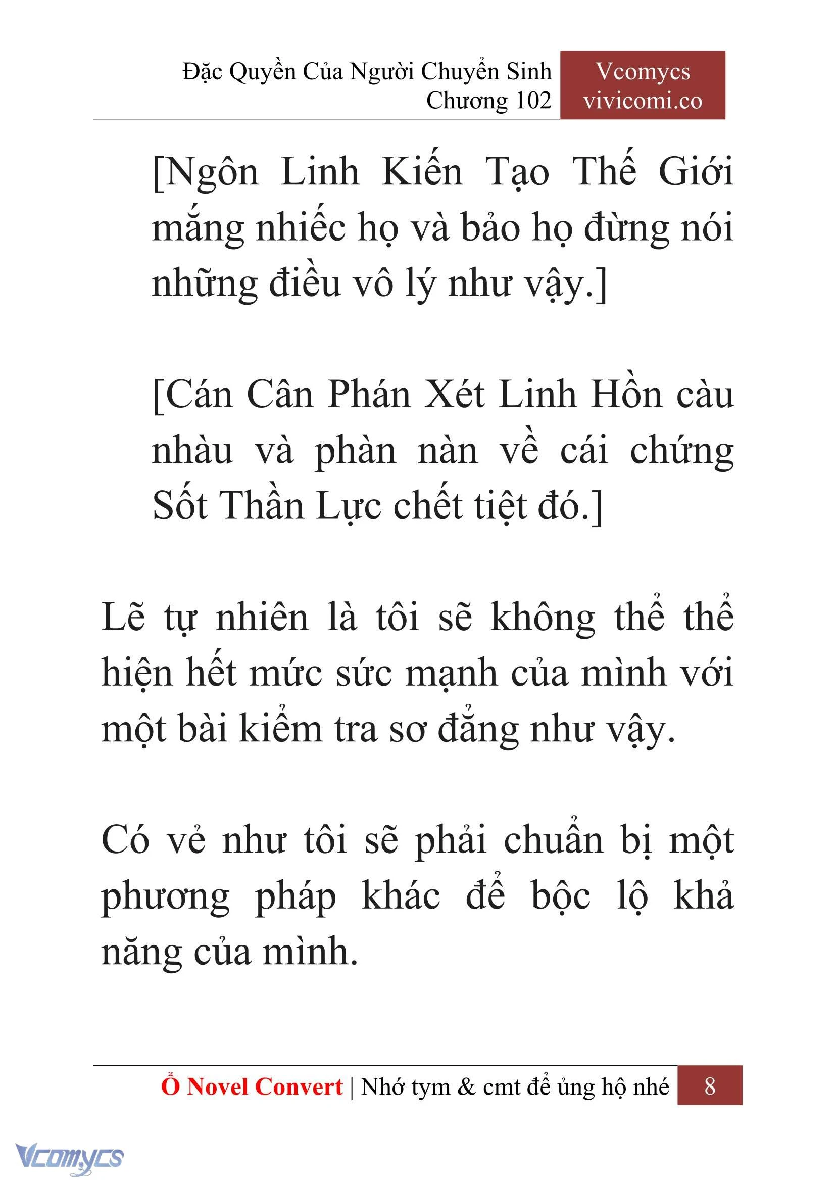 [Novel] Đặc Quyền Của Người Chuyển Sinh Chapter  102 - 10