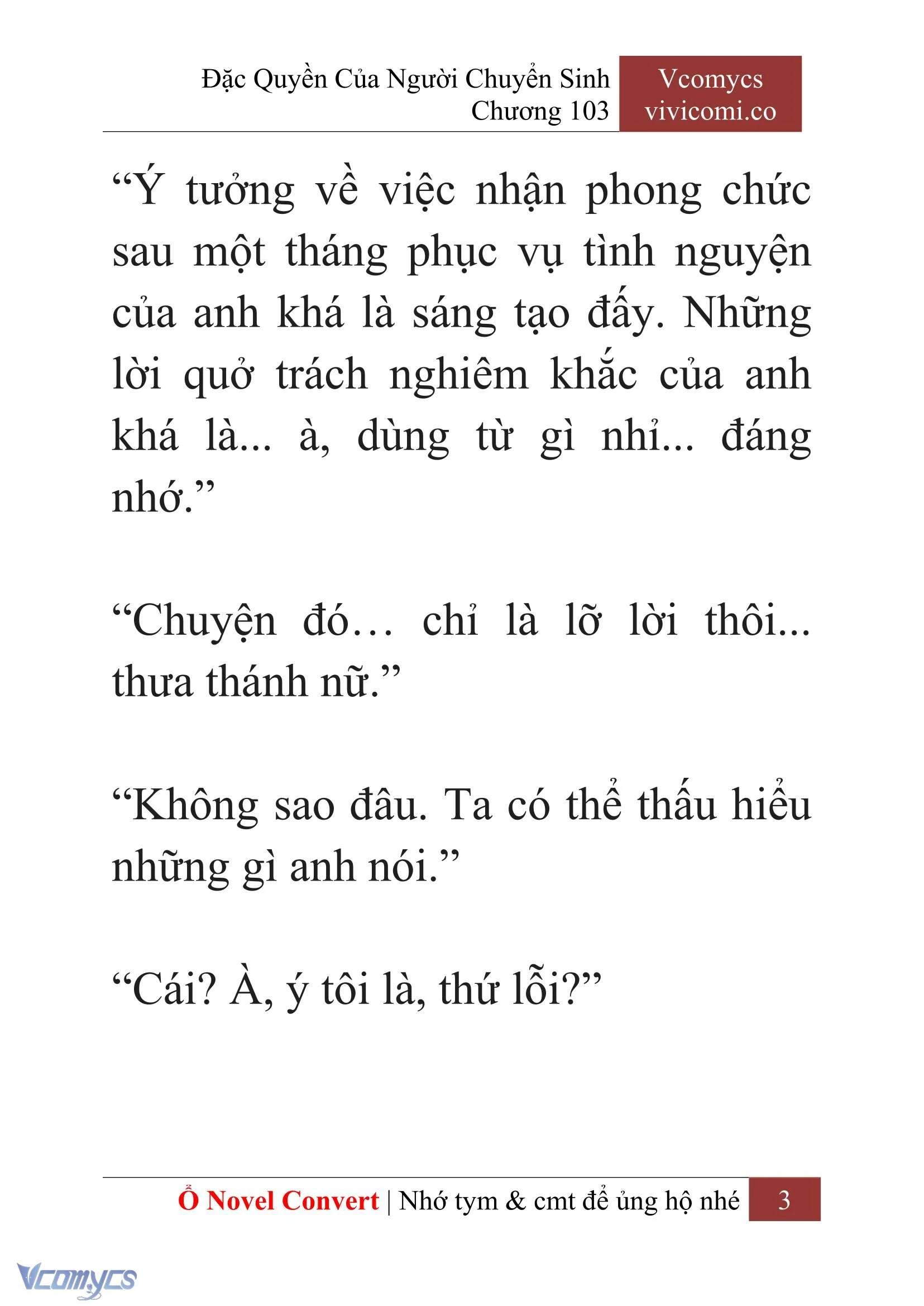 [Novel] Đặc Quyền Của Người Chuyển Sinh Chapter  103 - 5