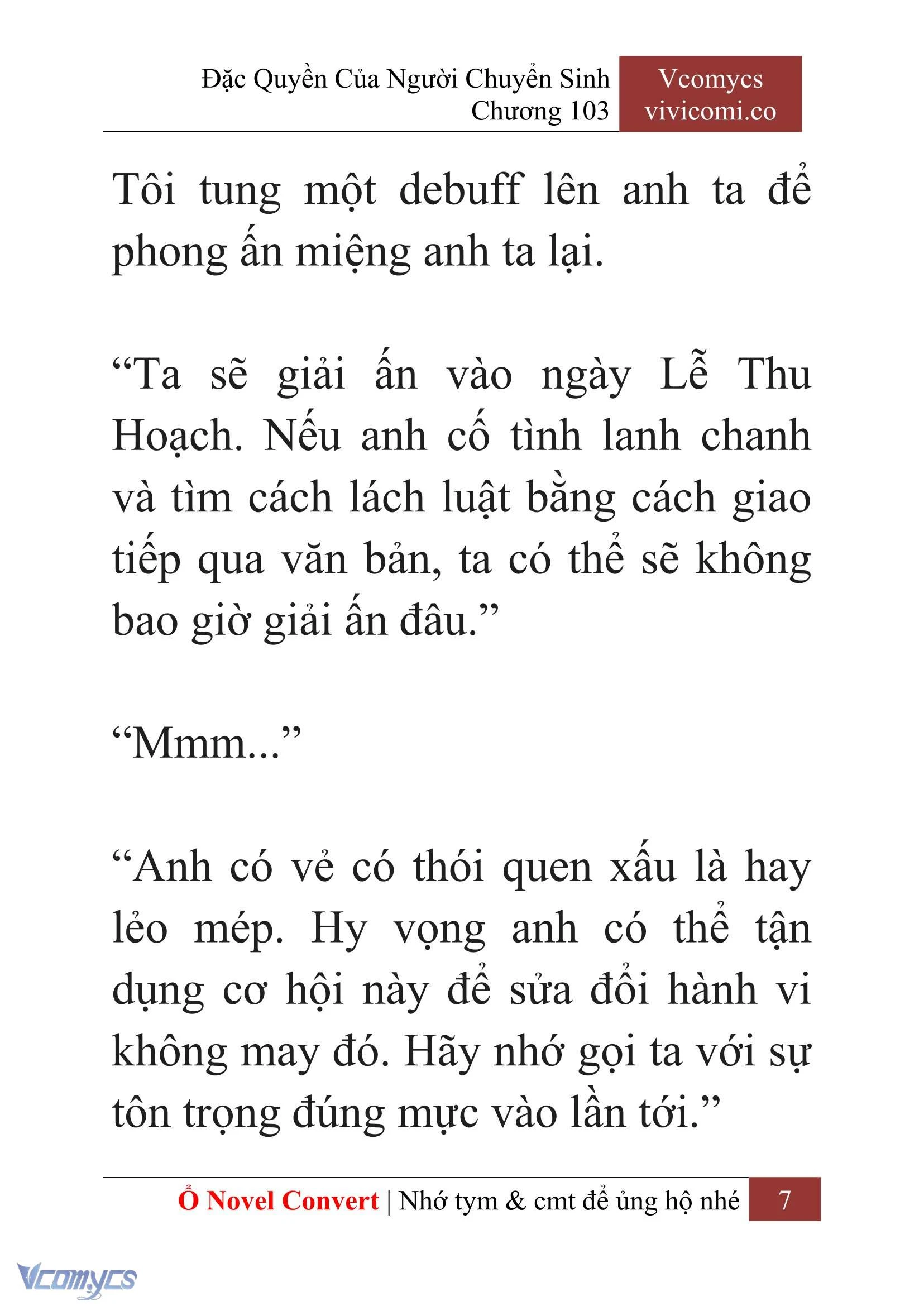 [Novel] Đặc Quyền Của Người Chuyển Sinh Chapter  103 - 9