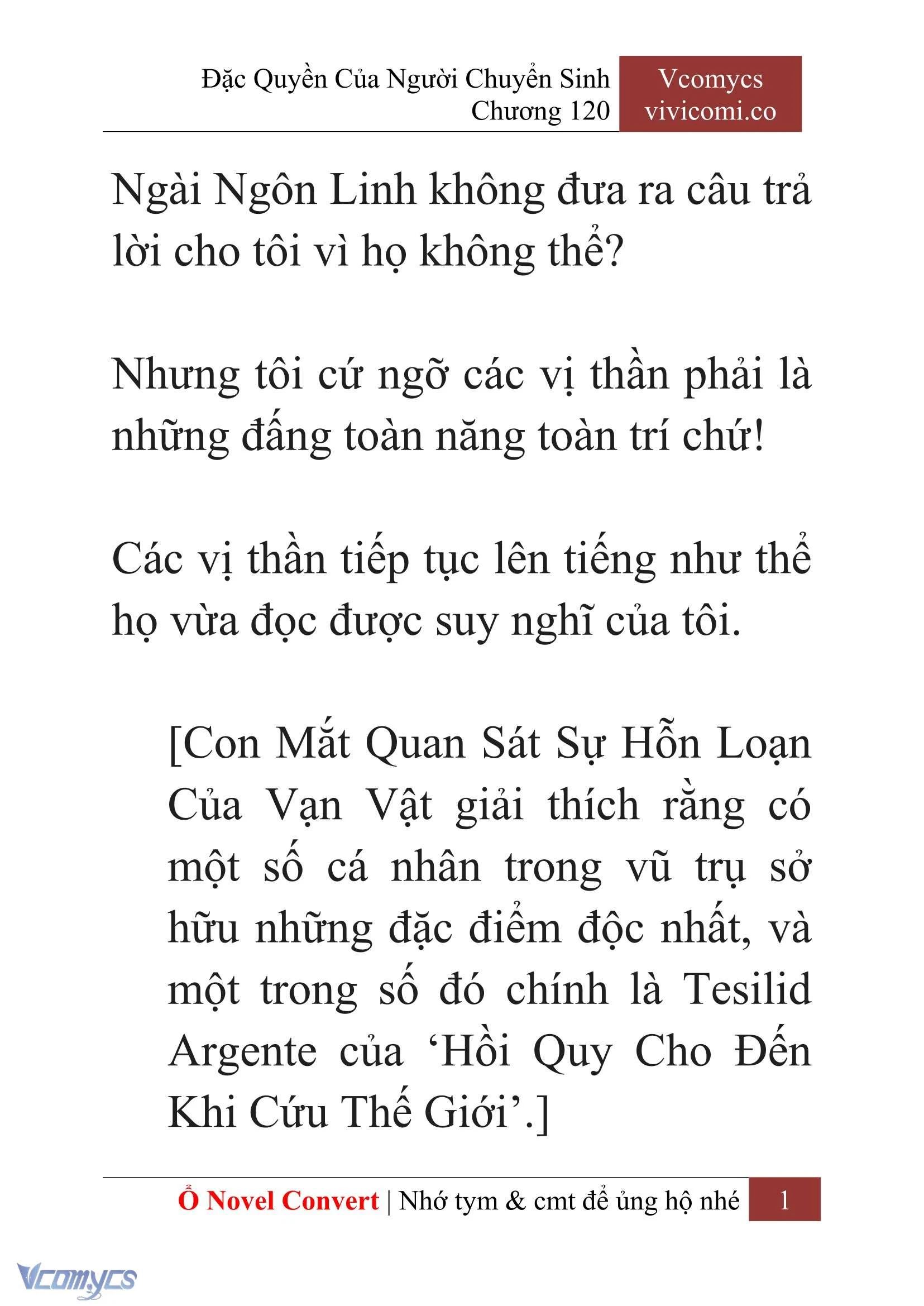 [Novel] Đặc Quyền Của Người Chuyển Sinh Chapter  120 - 3