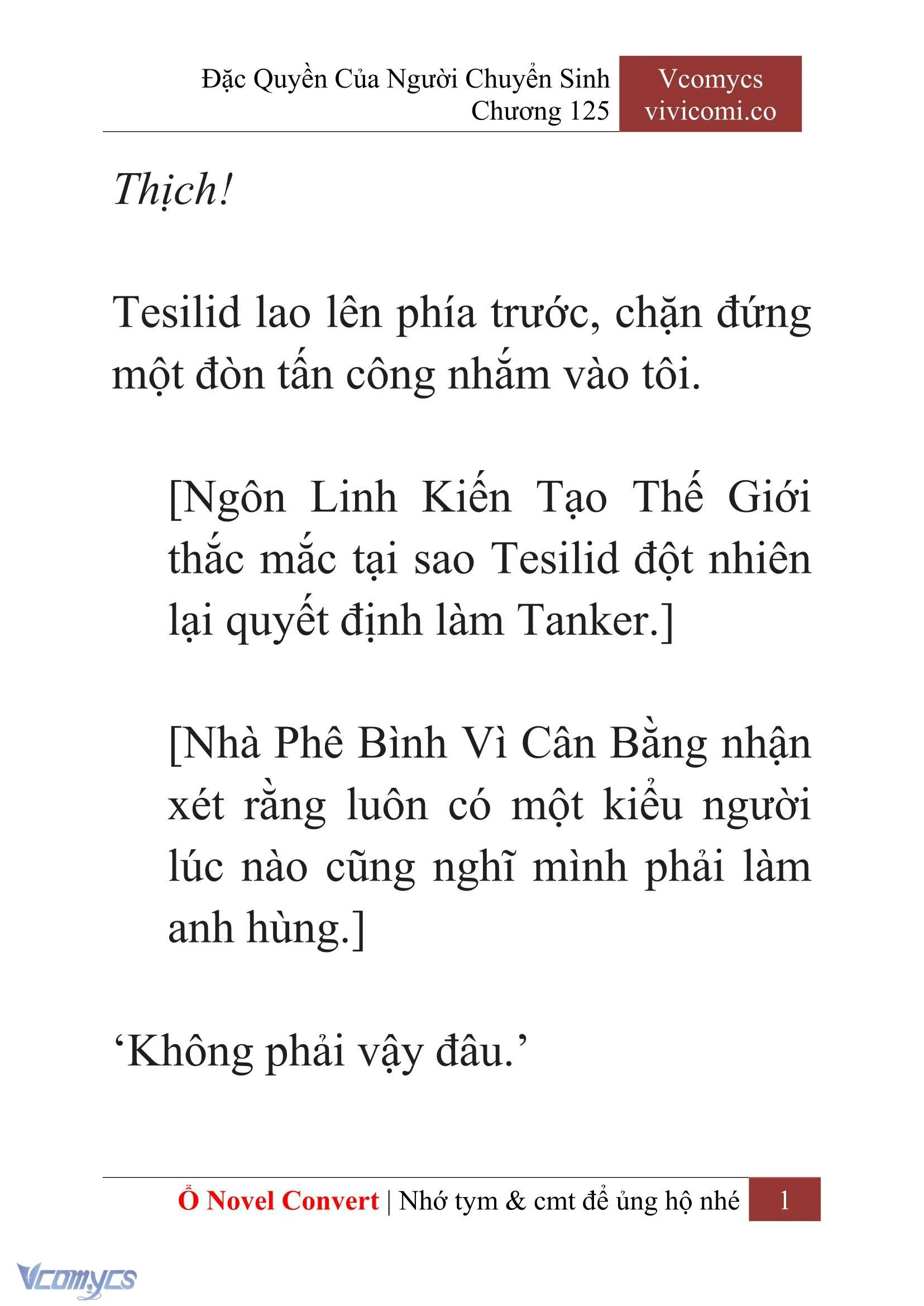 [Novel] Đặc Quyền Của Người Chuyển Sinh Chapter  125 - 3