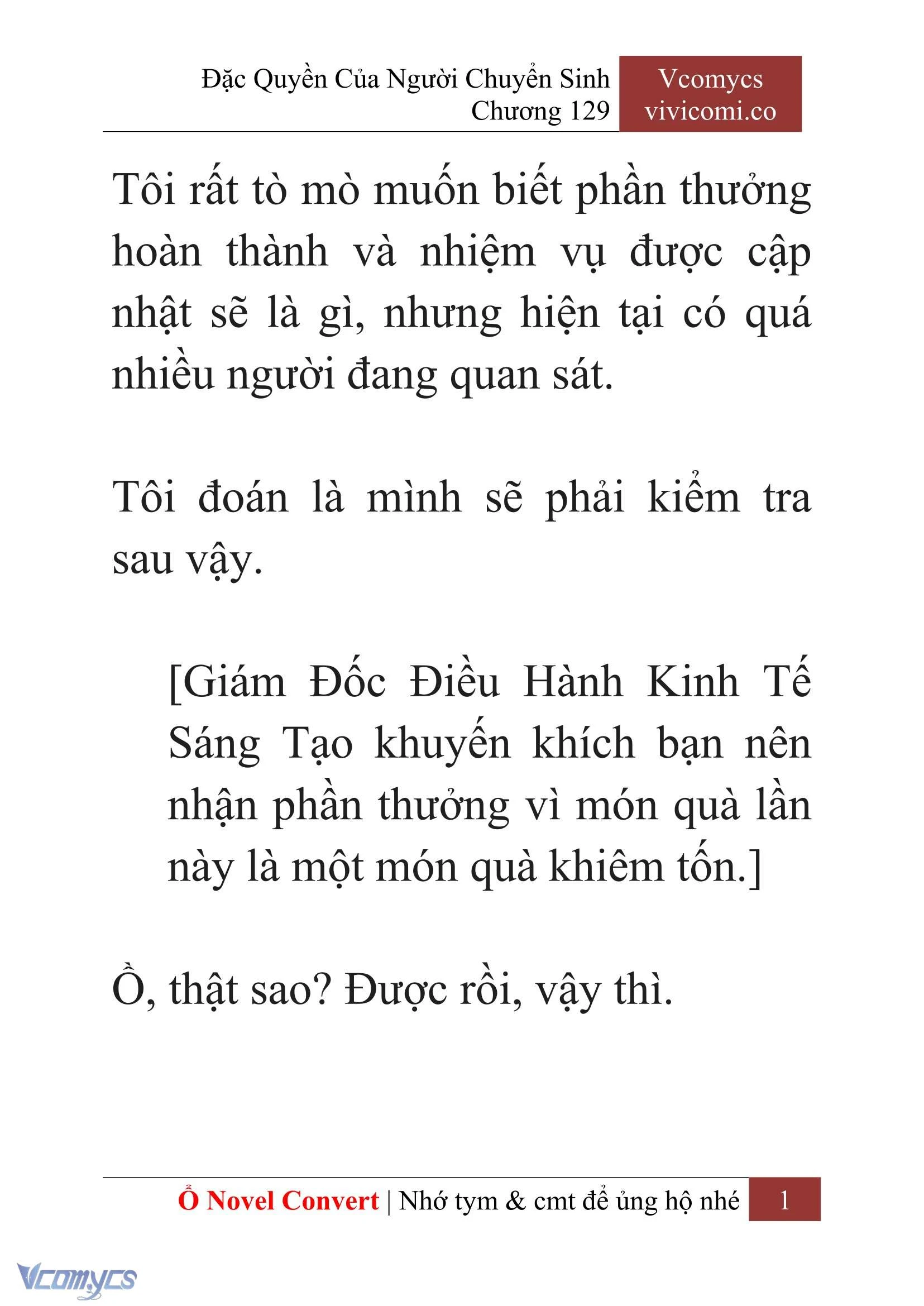 [Novel] Đặc Quyền Của Người Chuyển Sinh Chapter  129 - 3