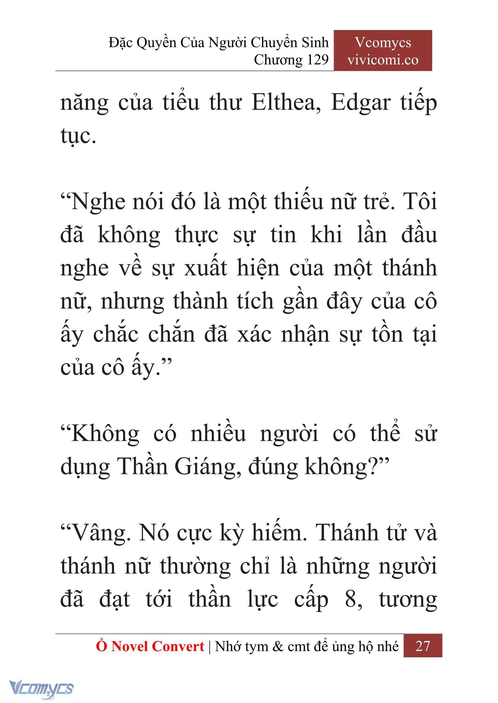 [Novel] Đặc Quyền Của Người Chuyển Sinh Chapter  129 - 29