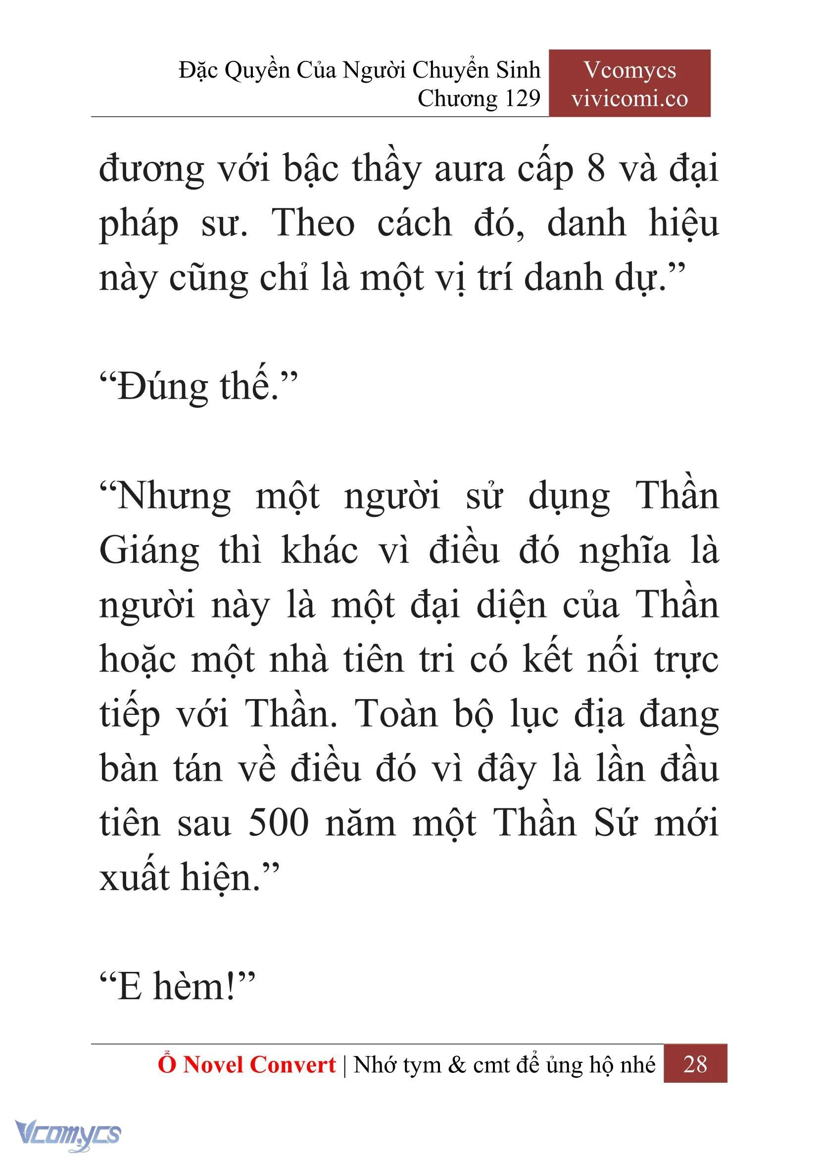 [Novel] Đặc Quyền Của Người Chuyển Sinh Chapter  129 - 30