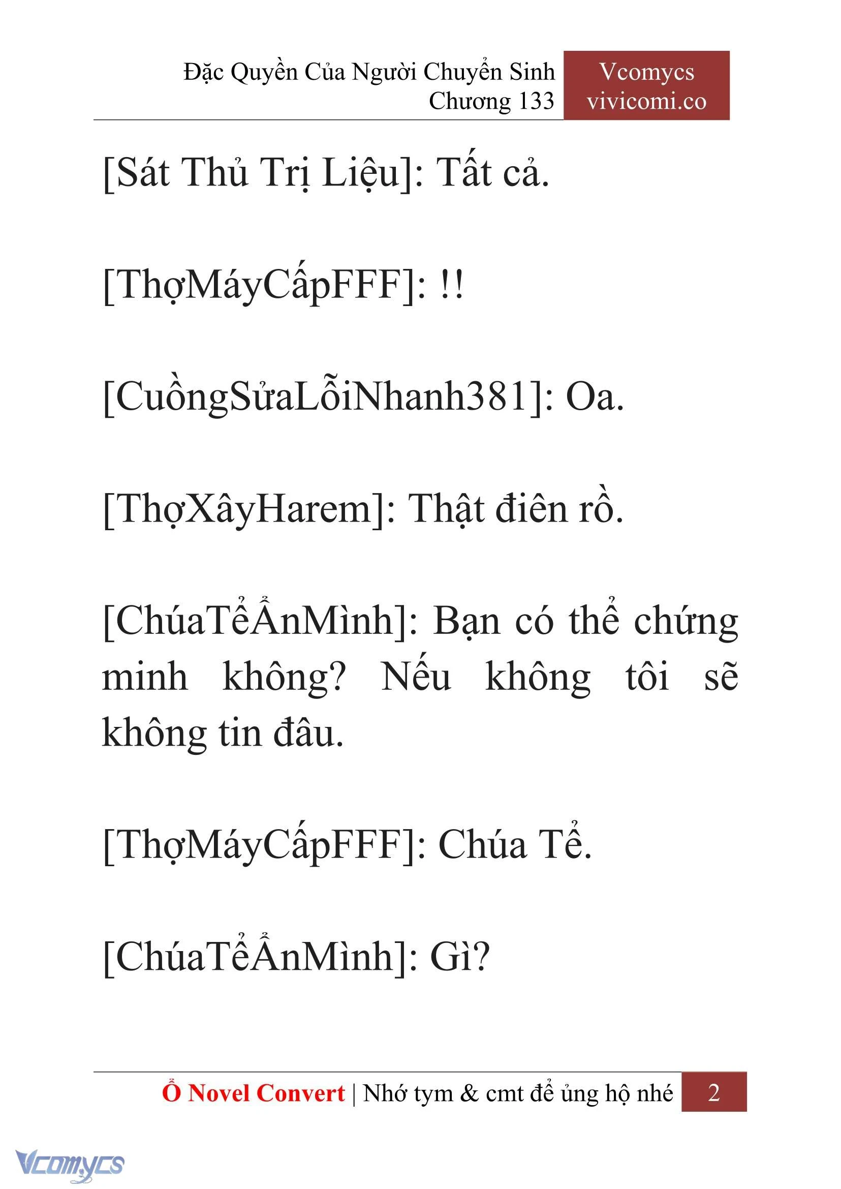 [Novel] Đặc Quyền Của Người Chuyển Sinh Chapter  133 - 4