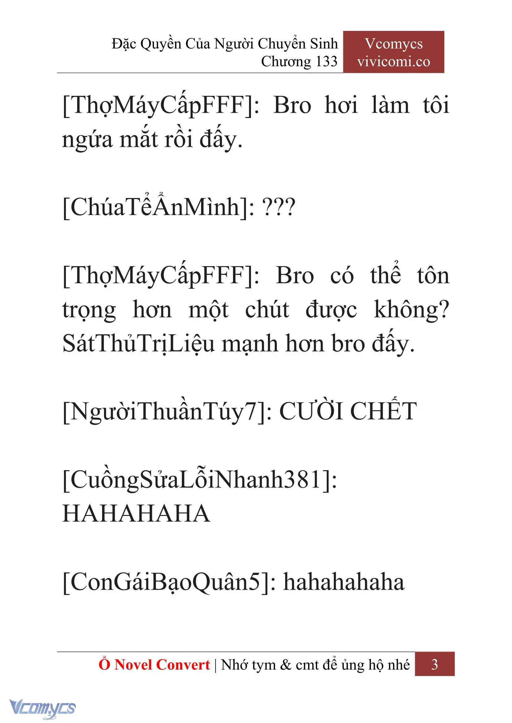 [Novel] Đặc Quyền Của Người Chuyển Sinh Chapter  133 - 5