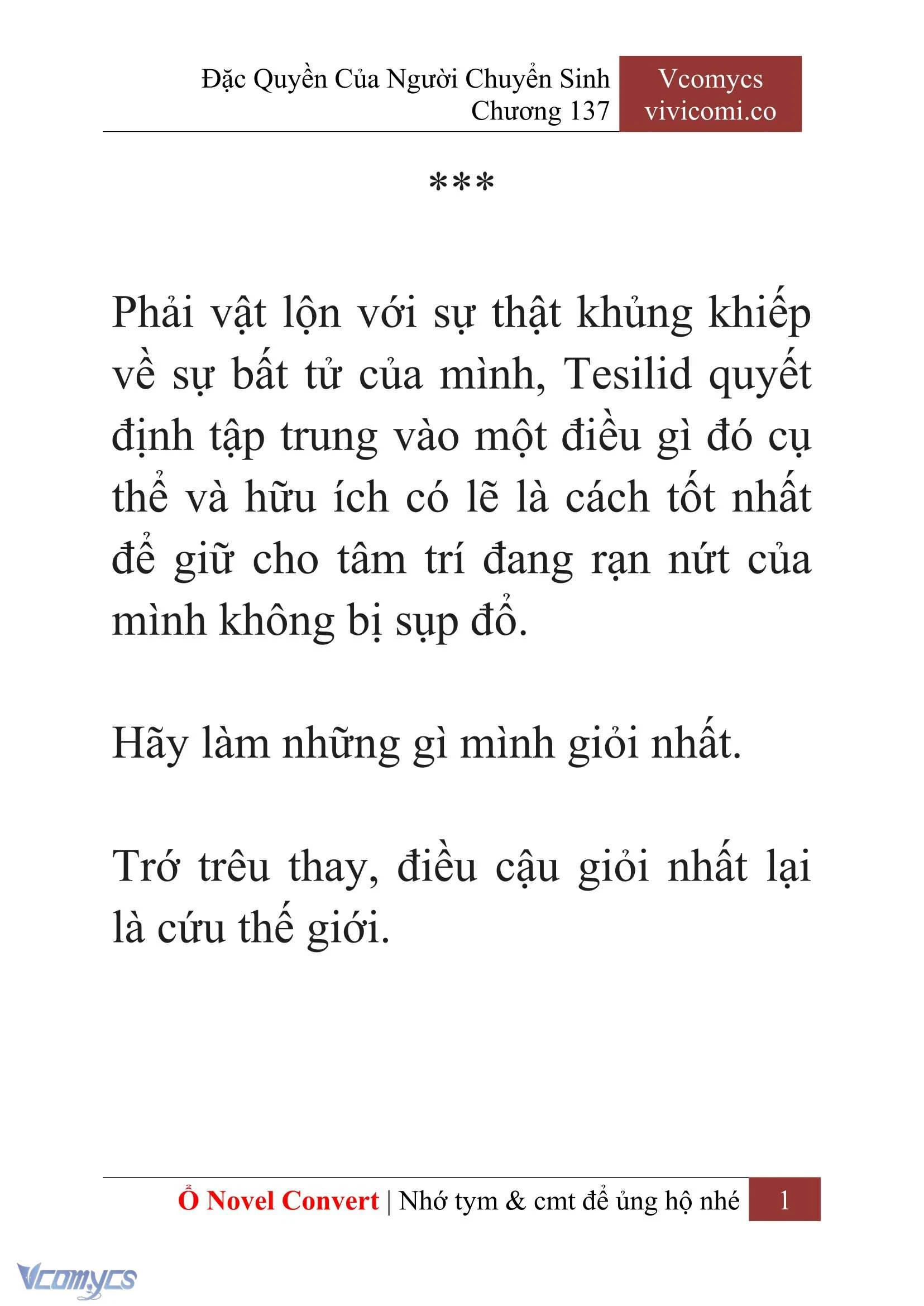 [Novel] Đặc Quyền Của Người Chuyển Sinh Chapter  137 - 3