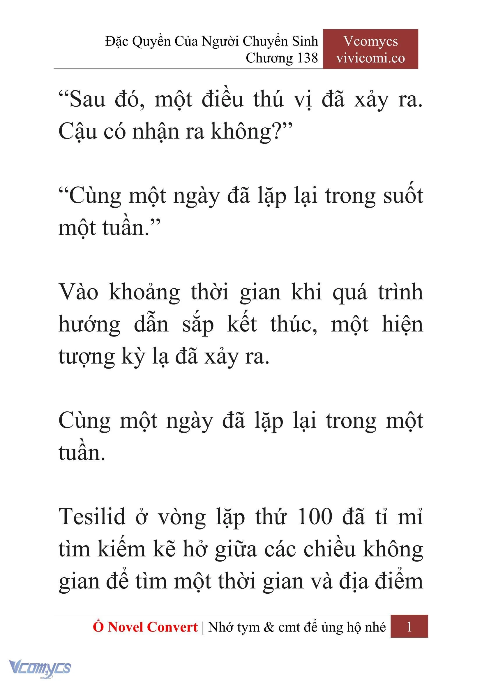 [Novel] Đặc Quyền Của Người Chuyển Sinh Chapter  138 - 3