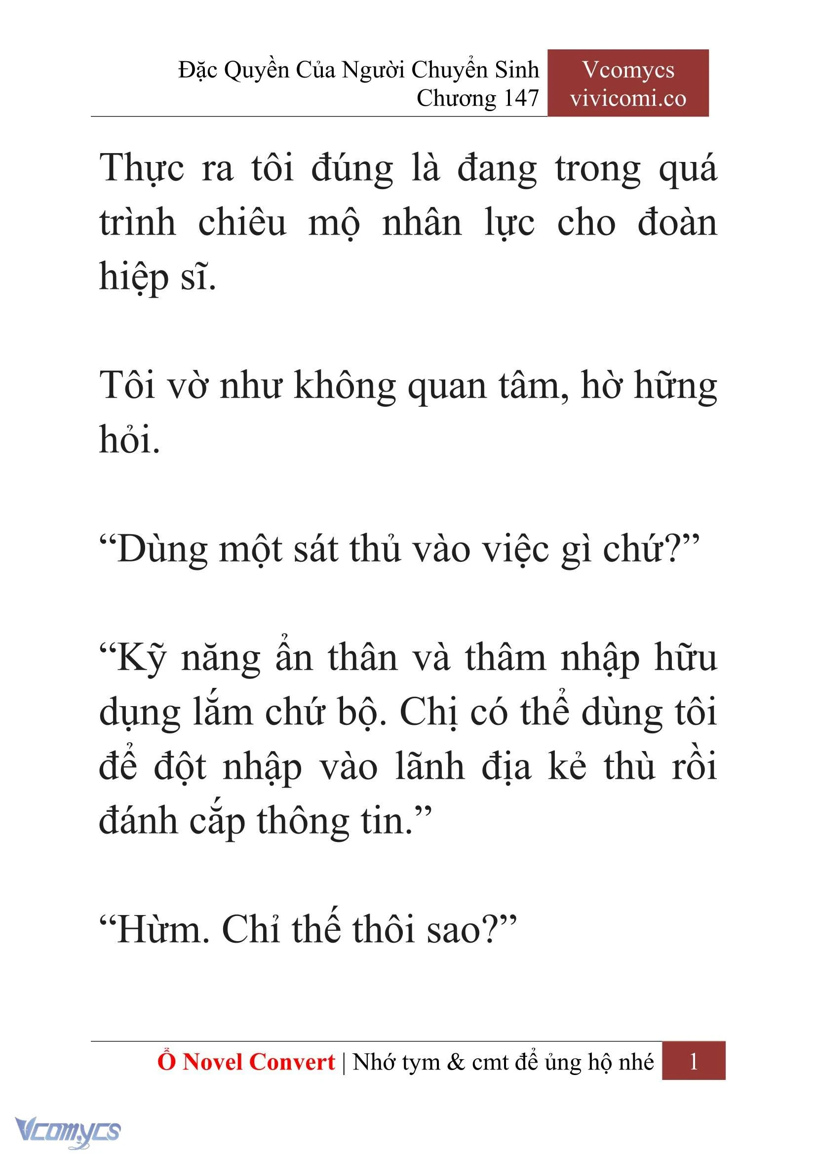 [Novel] Đặc Quyền Của Người Chuyển Sinh Chapter  147 - 3