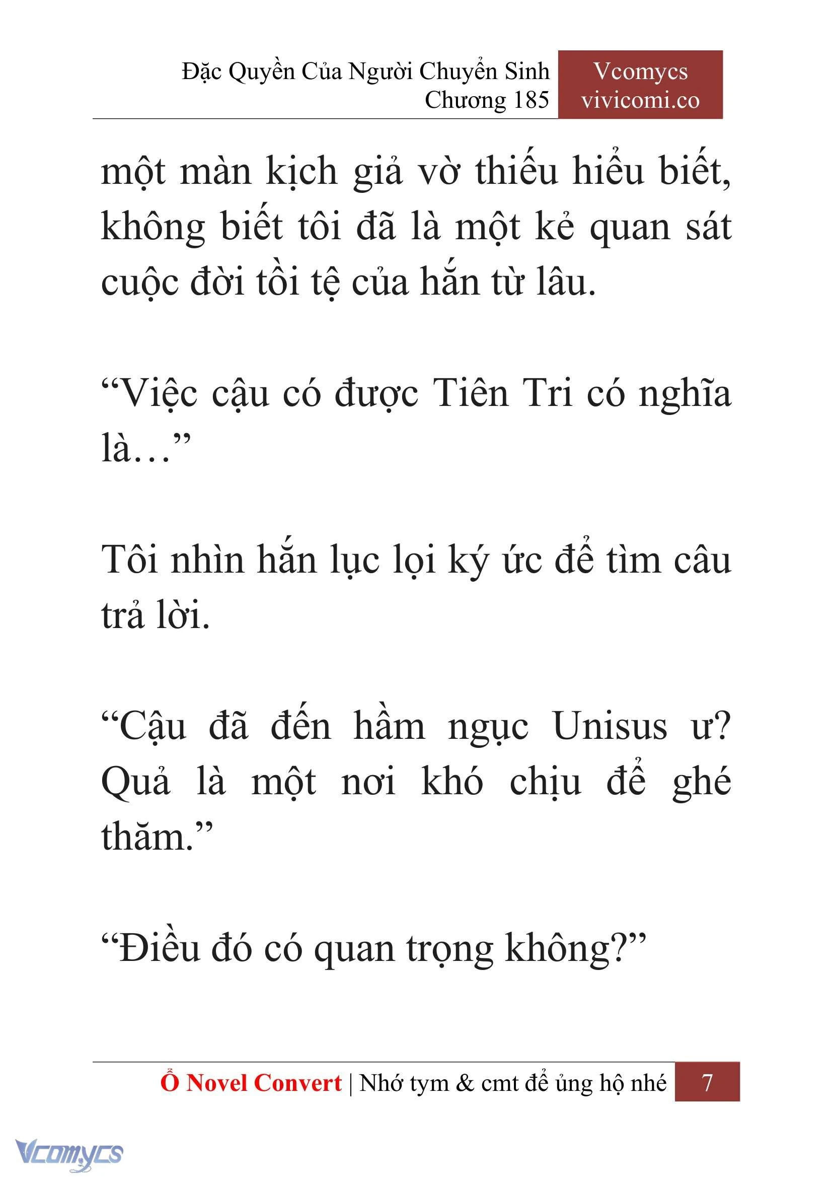 [Novel] Đặc Quyền Của Người Chuyển Sinh Chapter  185 - 10