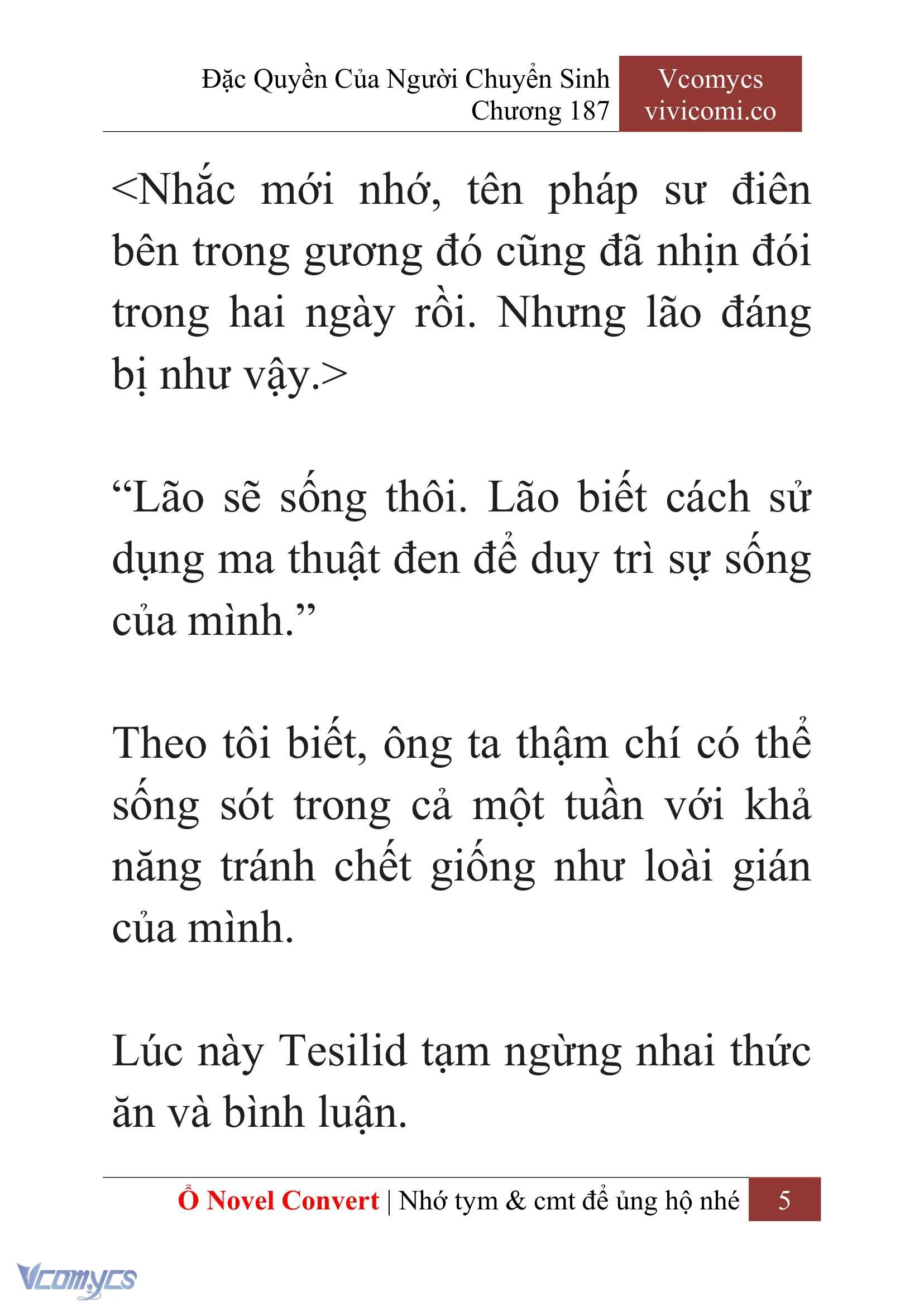 [Novel] Đặc Quyền Của Người Chuyển Sinh Chapter  187 - 8