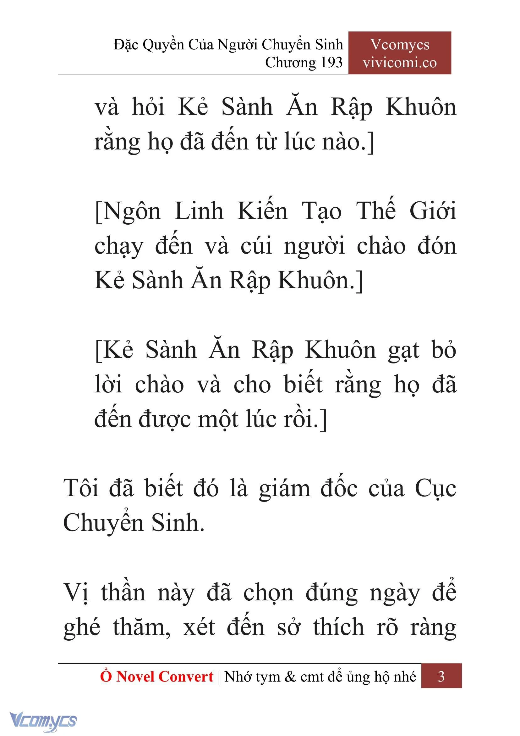 [Novel] Đặc Quyền Của Người Chuyển Sinh Chapter  193 - 6