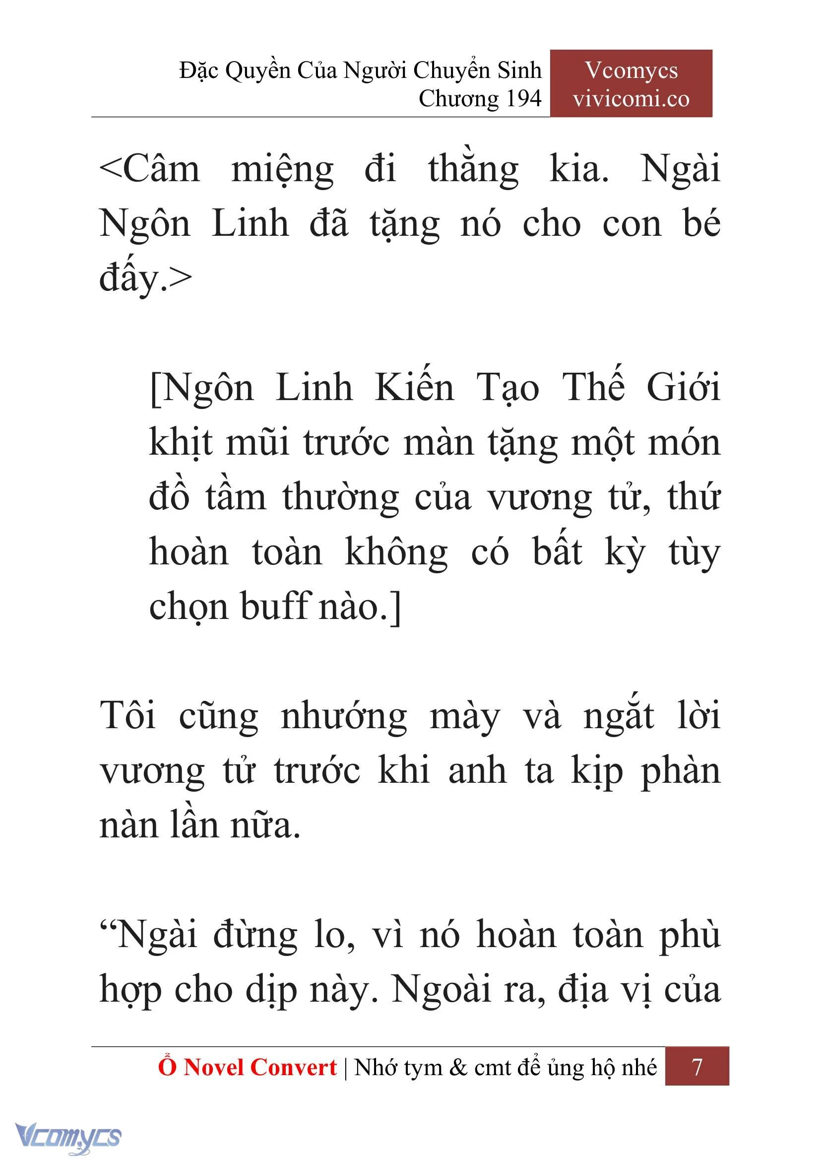 [Novel] Đặc Quyền Của Người Chuyển Sinh Chapter  194 - 10