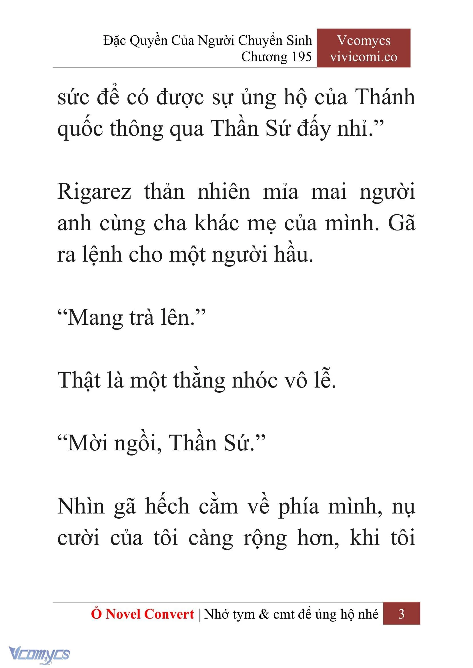 [Novel] Đặc Quyền Của Người Chuyển Sinh Chapter  195 - 6